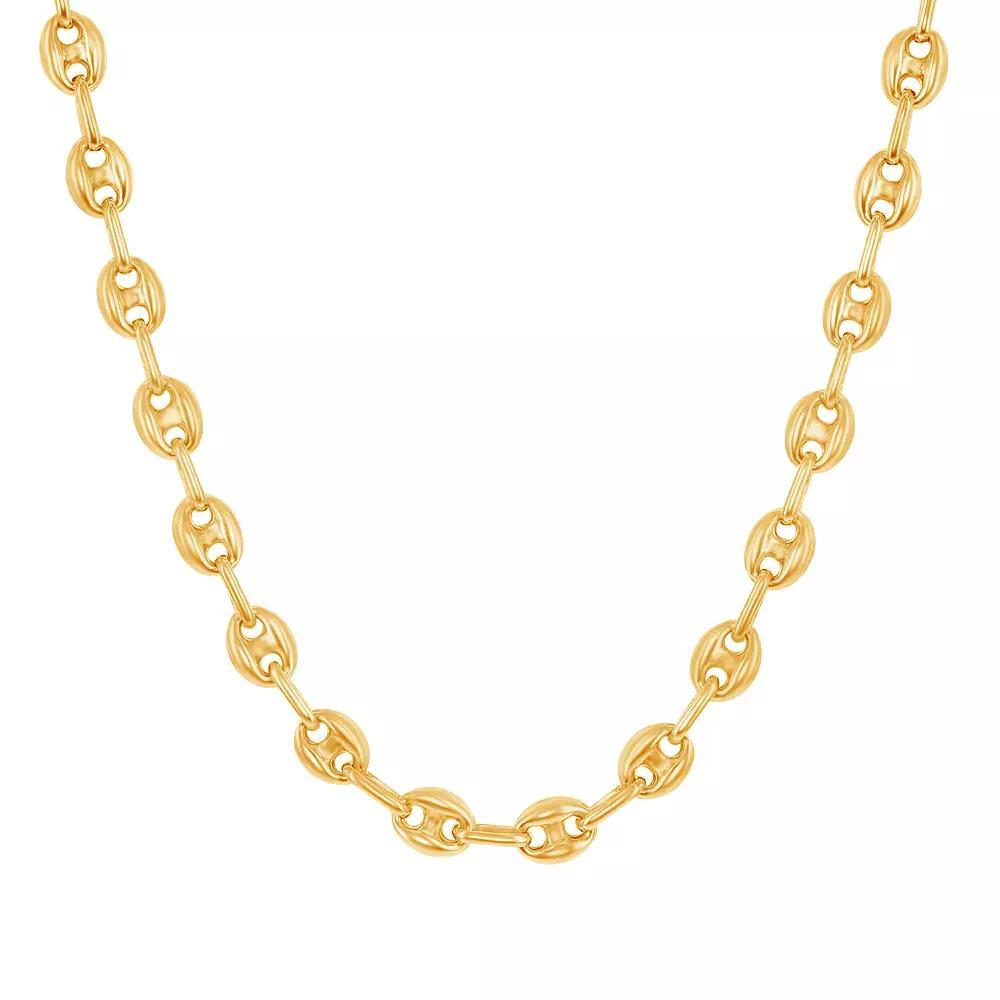 Men's Gold Tone Sterling Silver Puffed Marina Chain Necklace, Size: 20" Product Image