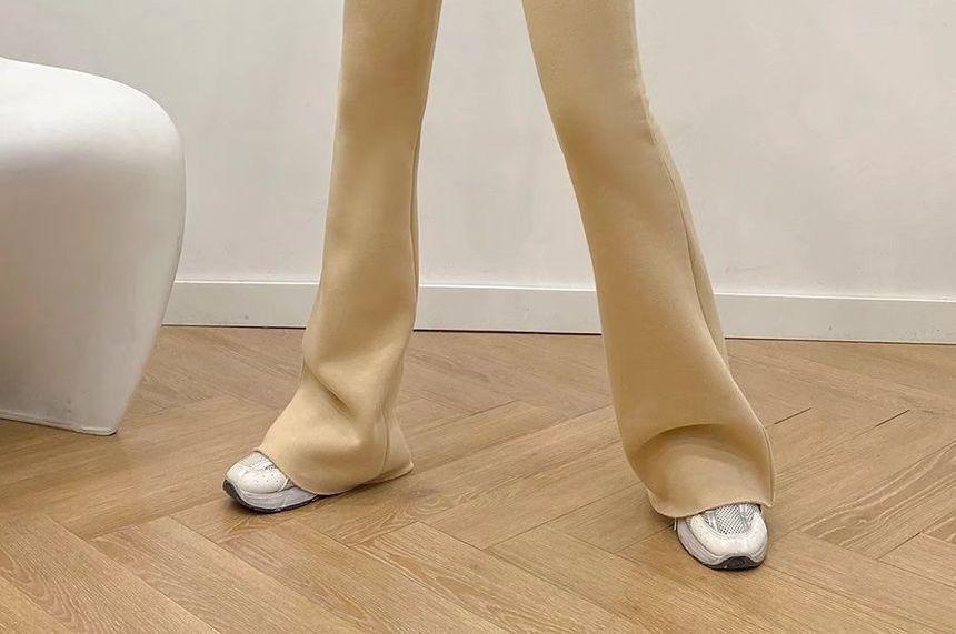 Drawstring Waist Plain Flared Sweatpants Product Image