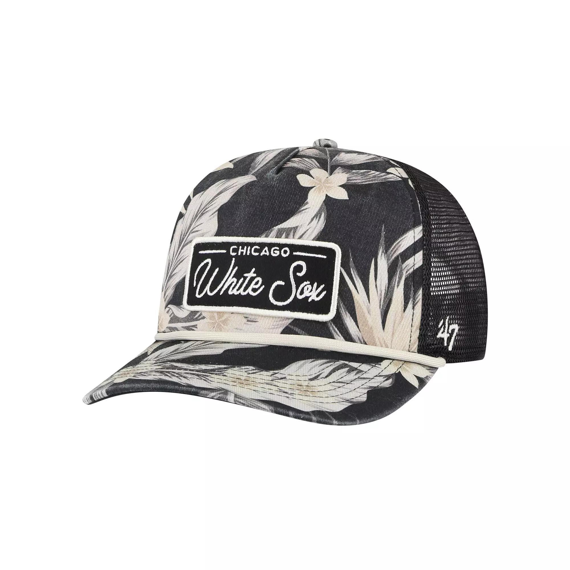 Men's '47 Black Chicago White Sox Tropicalia Trucker Hitch Adjustable Hat Product Image