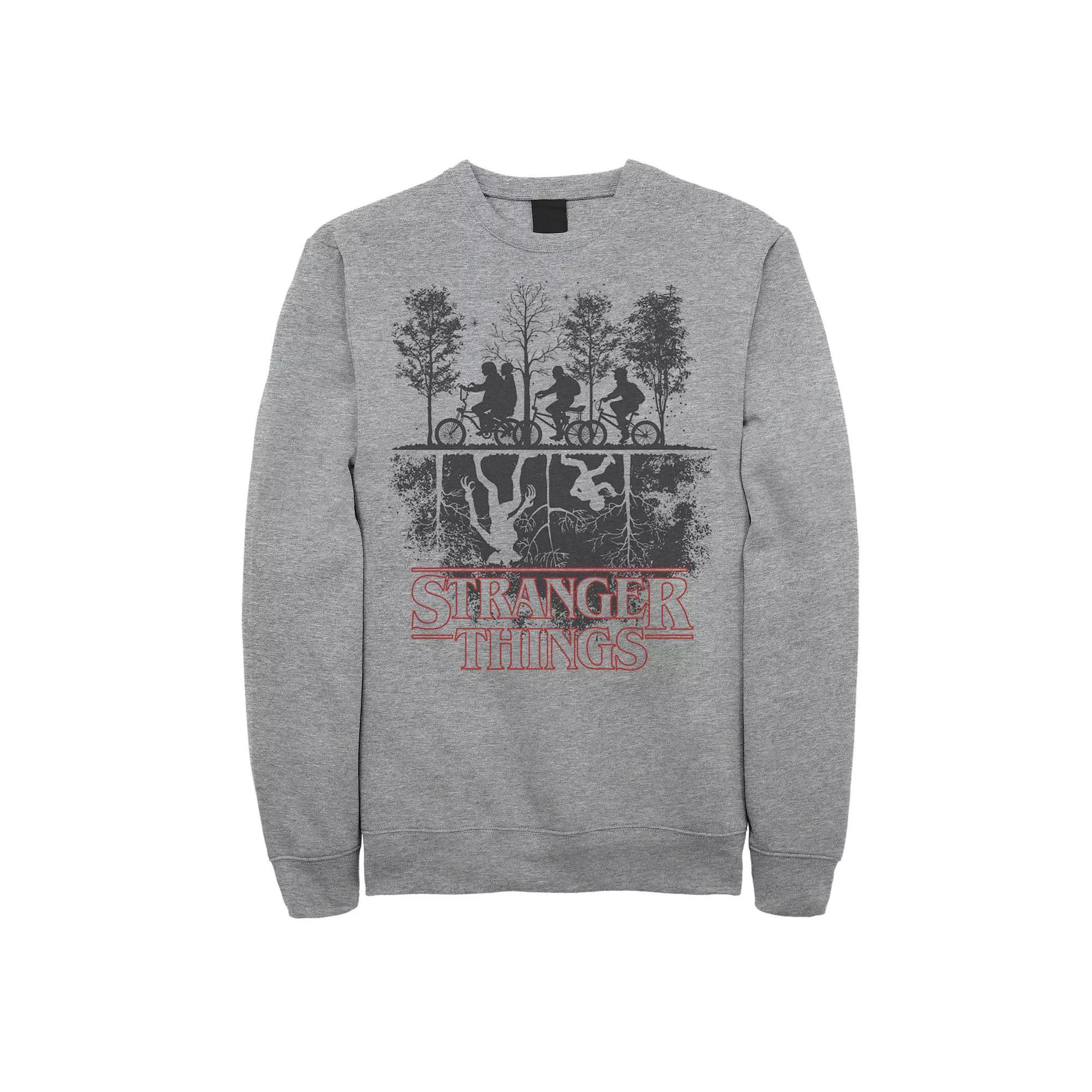 Men's Netflix Stranger Things The Upside Down Logo Sweatshirt, Size: Large, Athletic Grey Product Image