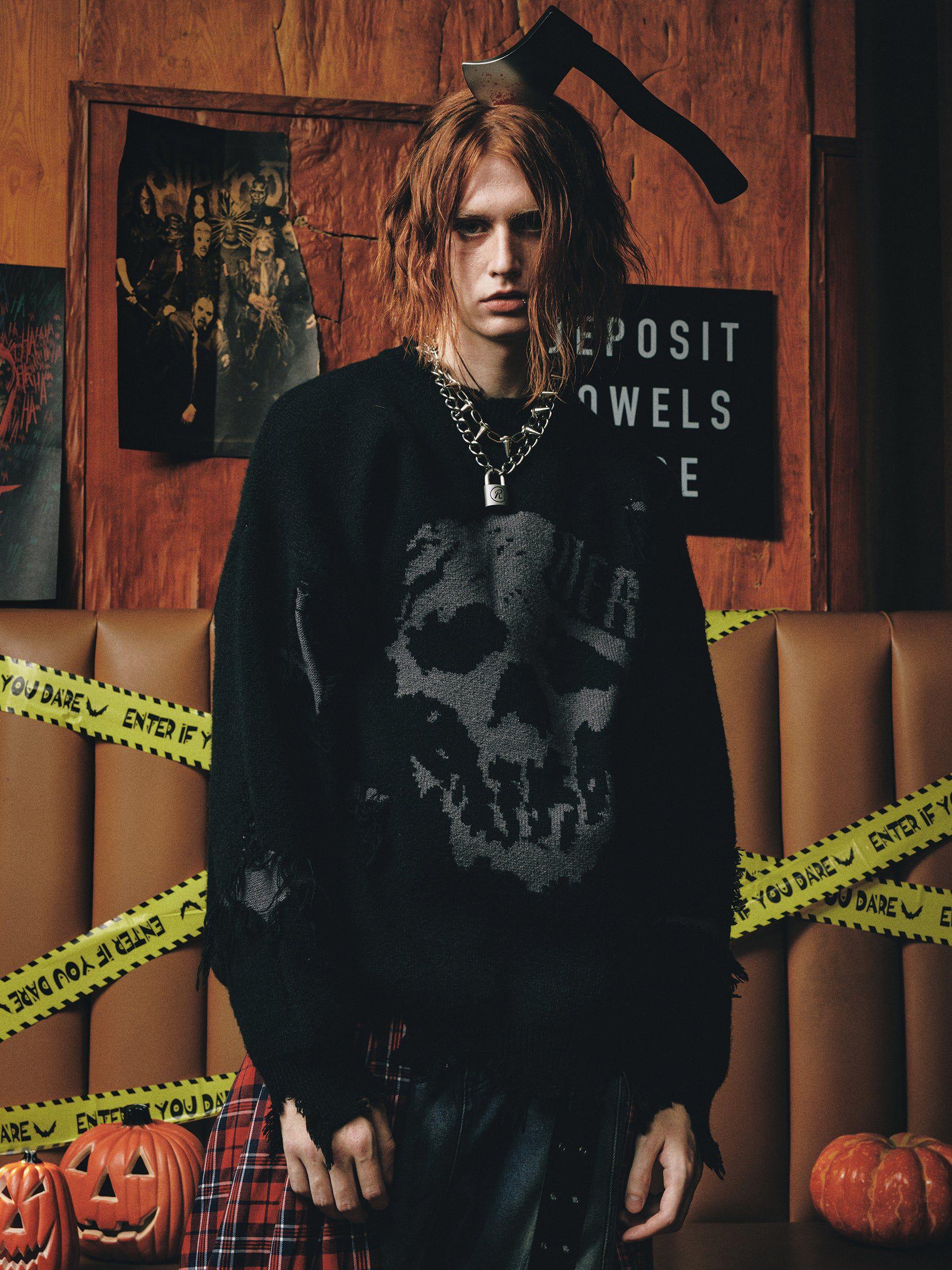 Aelfric Eden Distressed Skull Sweater Product Image