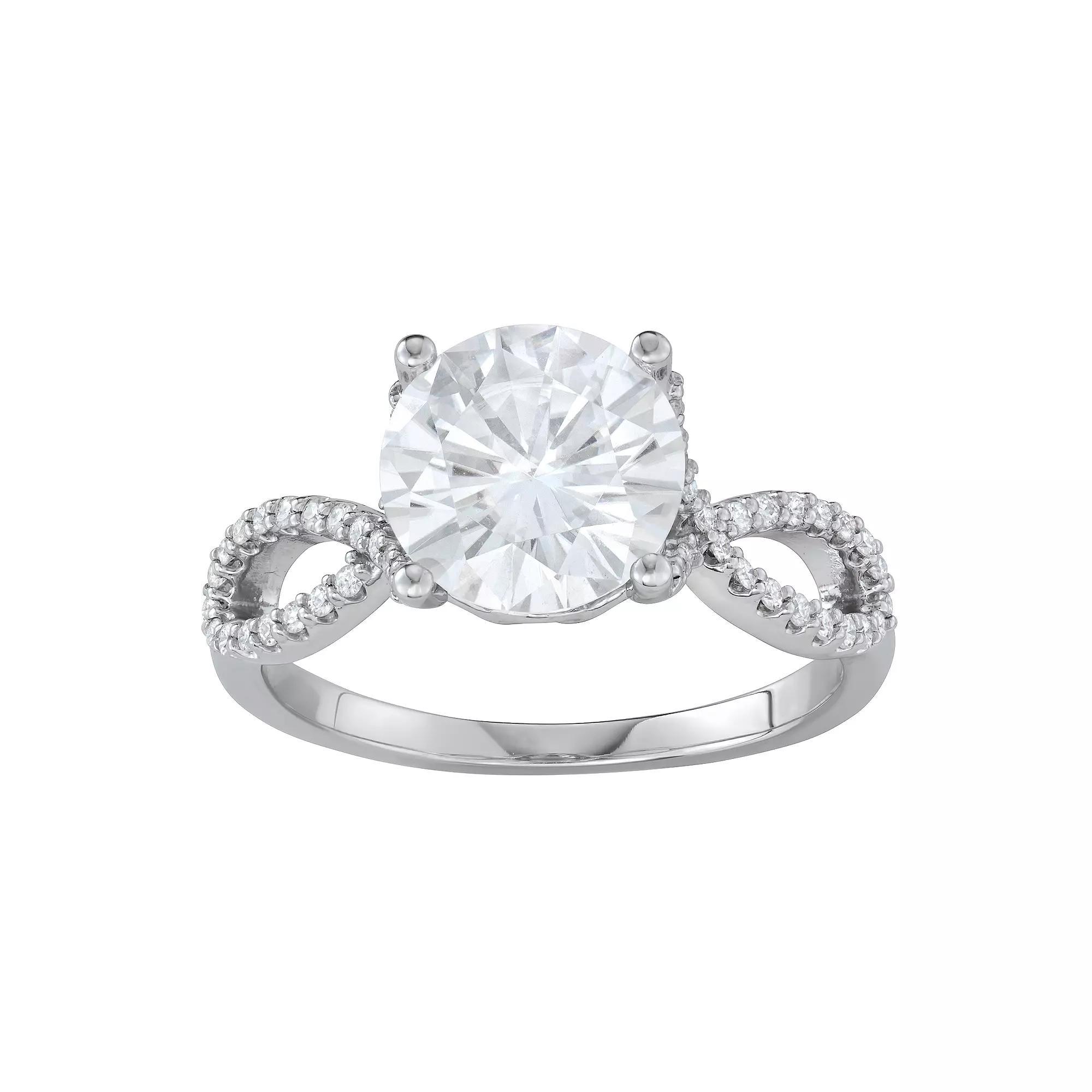 Charles & Colvard 14k White Gold 3 Carat T.W. Lab-Created Moissanite Twisted Split Shank Ring, Women's, Size: 6, 14k Whgold Product Image