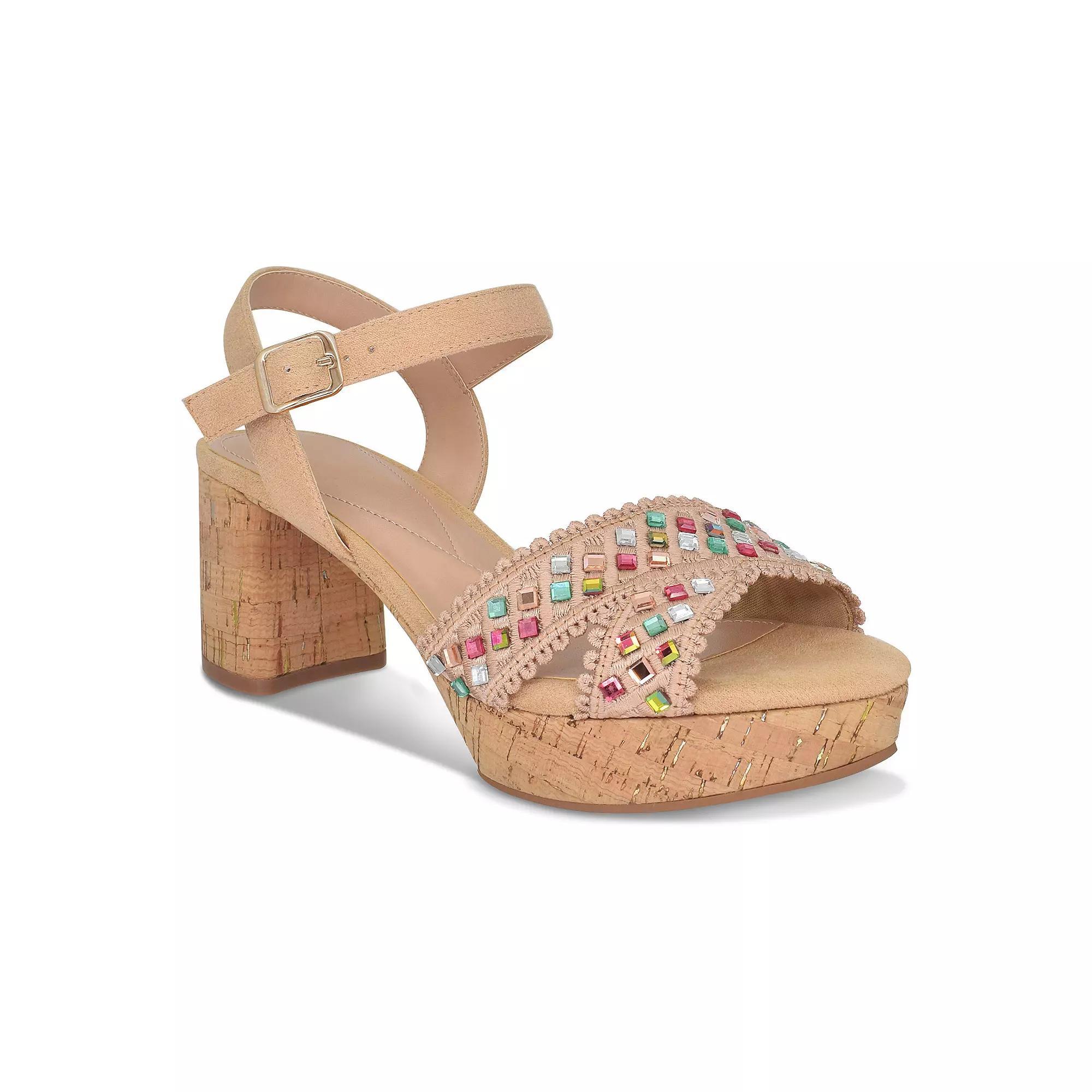Impo® Nicolette Bling Women's Platform Sandals, Size: 8.5 Medium, Latte Pastel Team Product Image