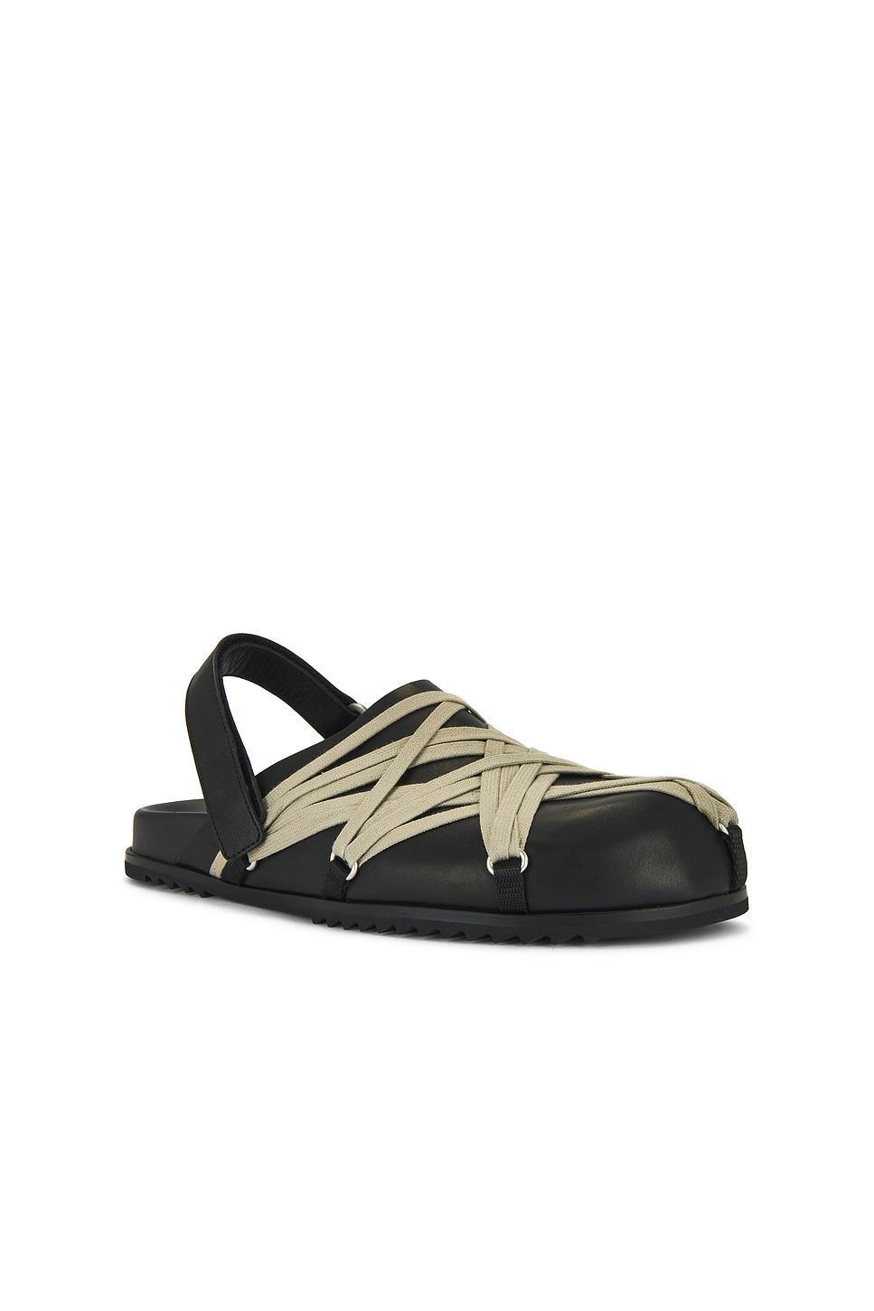 RICK OWENS Leather Loafers With Crisscross Detail In Black Product Image