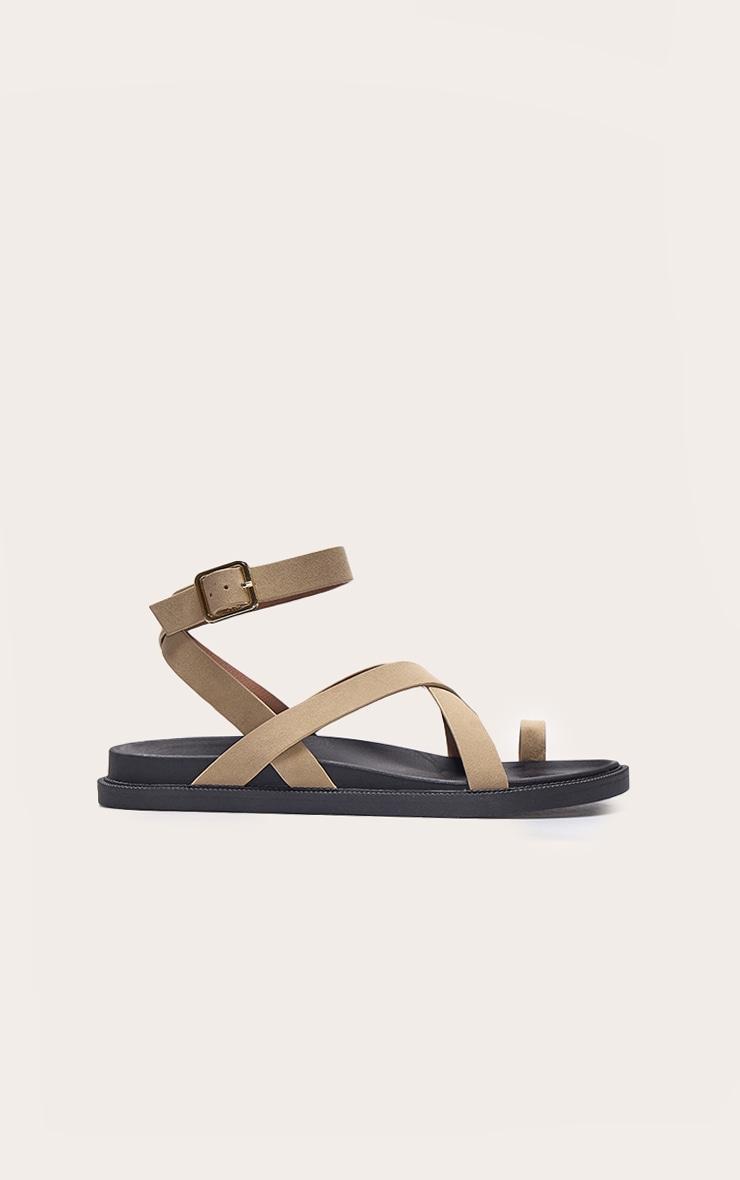 Stone Faux Suede Round Toe Ankle Strap Footbed Sandals Product Image