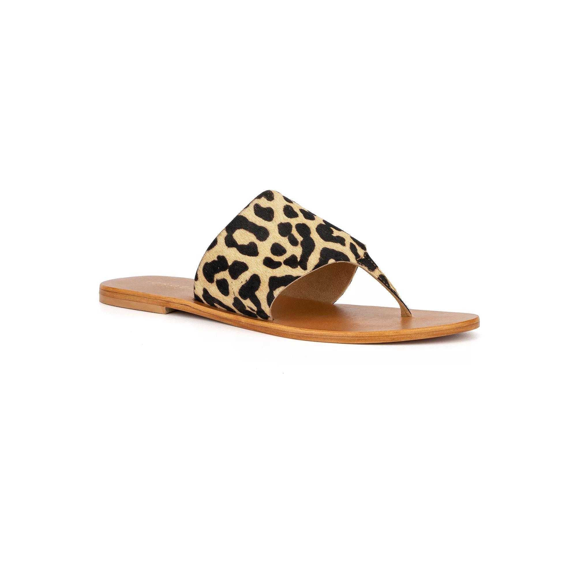 Torgeis Inara Women's Leather Thong Sandals, Size: 6, Leopard Product Image