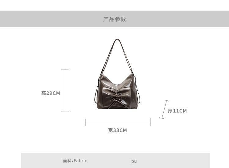Bow Multi-Pocket Faux Leather Backpack Product Image