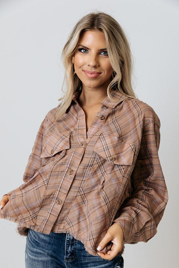 Across The Coast Plaid Top In Latte Product Image