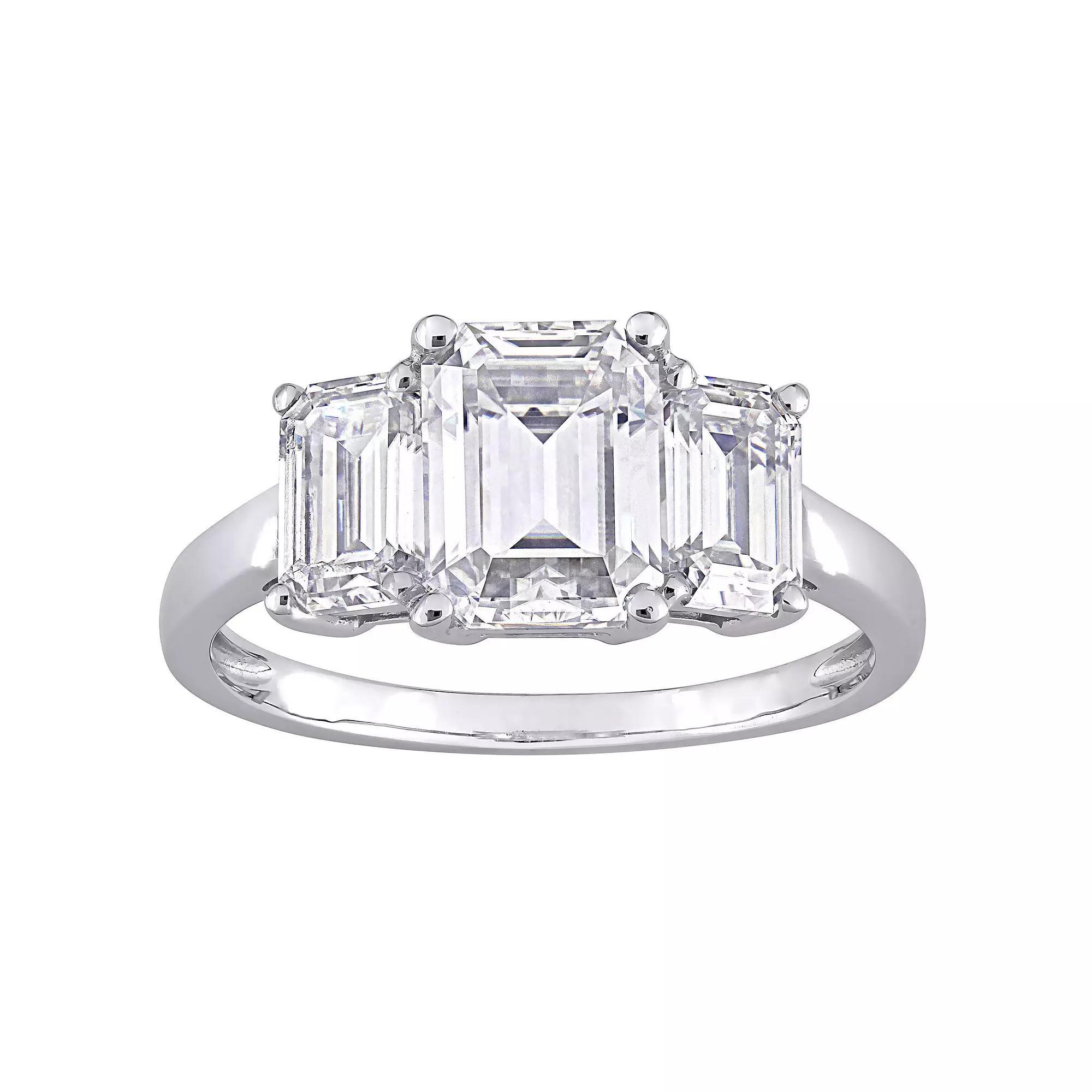 Stella Grace 10k White Gold 2 9/10 Carat T.W. Lab-Created Moissanite 3-Stone Engagement Ring, Womens Product Image