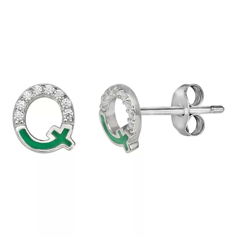 PRIMROSE Sterling Silver Cubic Zirconia Initial Stud Earrings, Women's, Orange K Product Image