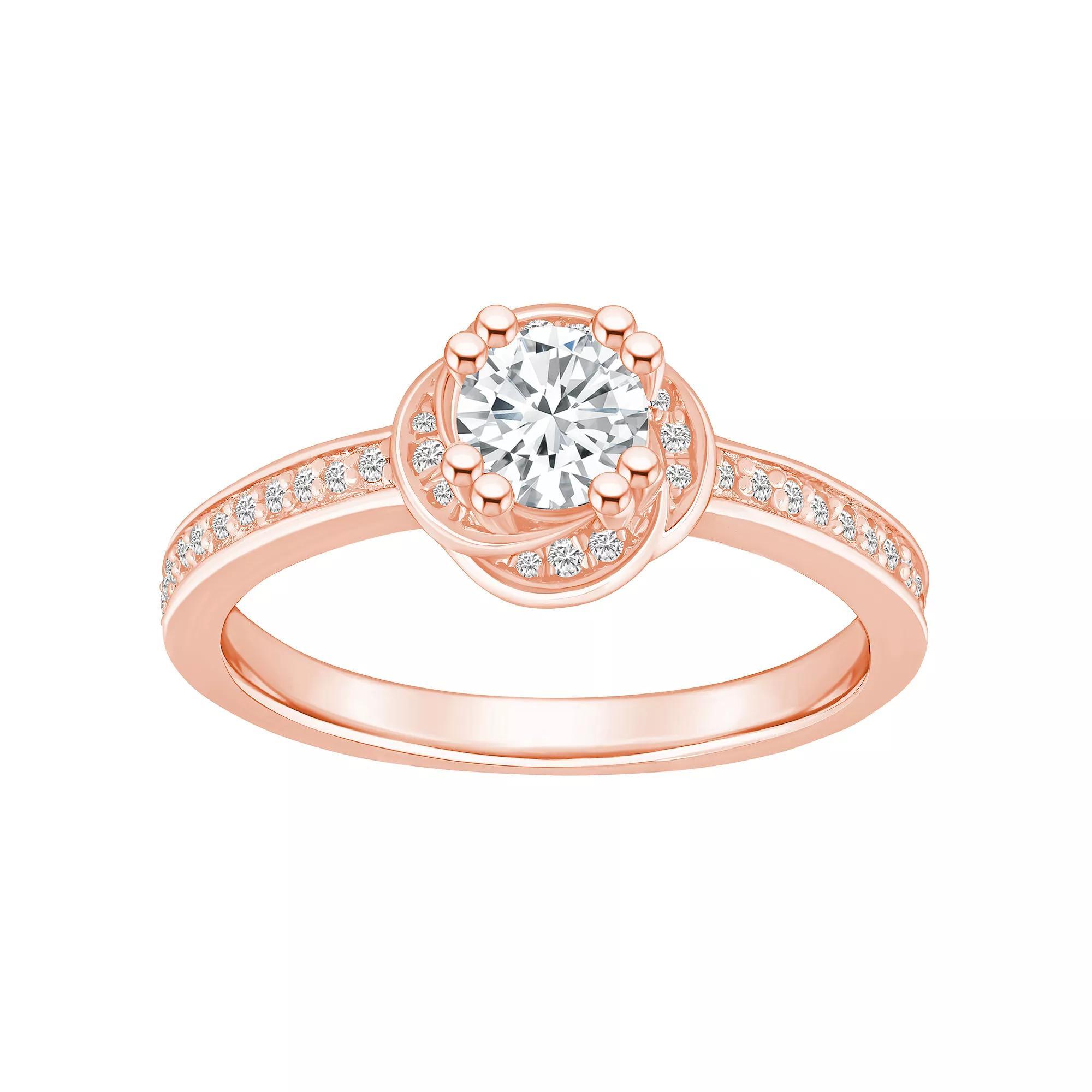 Alyson Layne 14k Gold 3/4 Carat T.W. Diamond Halo Rosette Engagement Ring, Women's, Size: 6.50, 14k Rose Gold Product Image
