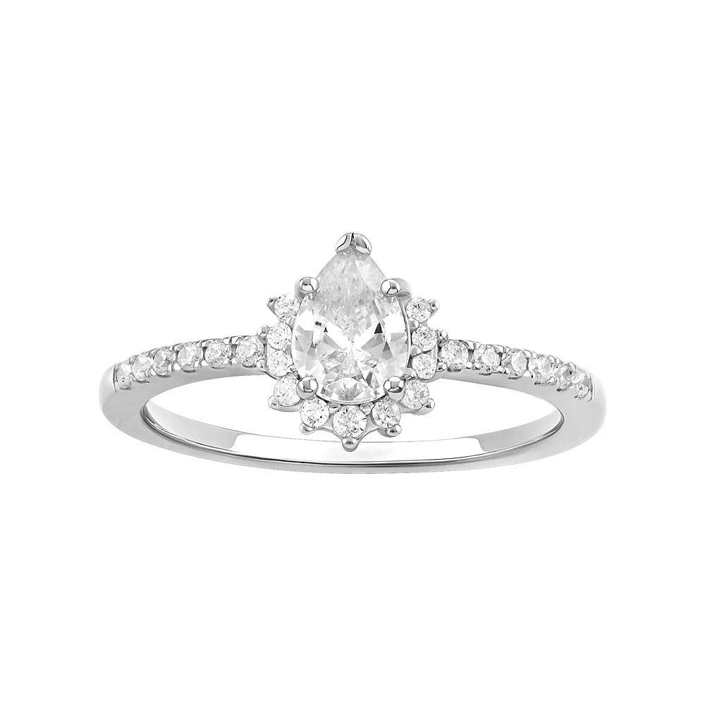 PRIMROSE Sterling Silver Cubic Zirconia Teardrop & Cluster Band Ring, Women's, Size: 7, Silver Tone Product Image
