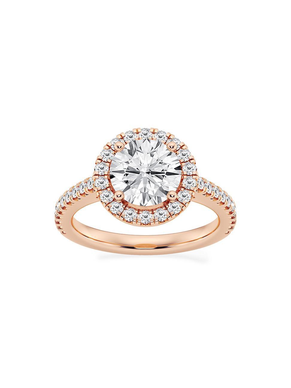 Womens 14K Rose Gold & Round Lab-Grown Diamond Halo Ring/1.30-3.60 TCW Product Image