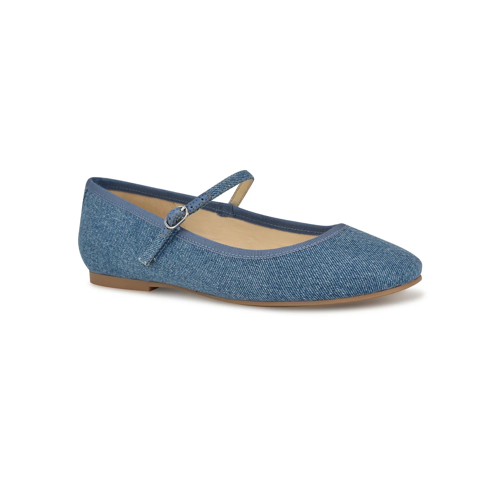 Nine West Ewind Womens Mary Jane Dress Flats Blue Blue Product Image