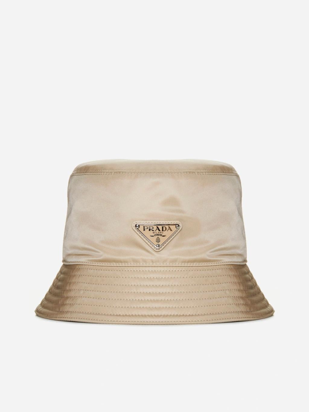 PRADA Re-nylon Bucket Hat In Beige Khaki Product Image