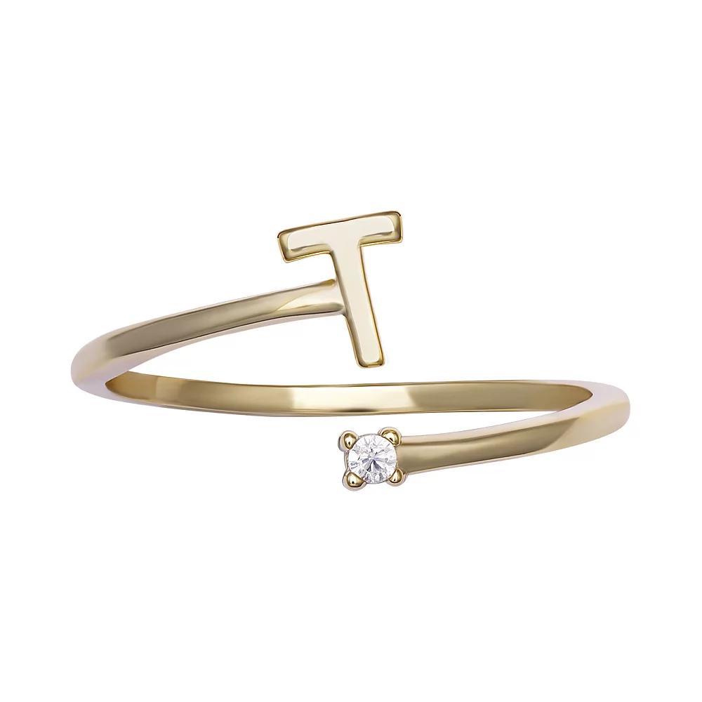 PRIMROSE Sterling Silver Cubic Zirconia Initial Bypass Band Ring, Women's, Size: 8, Sterling Silver X Product Image
