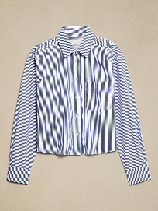Linen-Blend Cropped Shirt Product Image