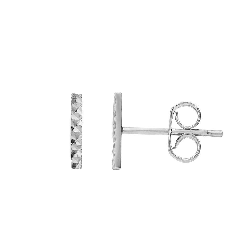14k Gold Textured Bar Stud Earrings, Women's, White Product Image