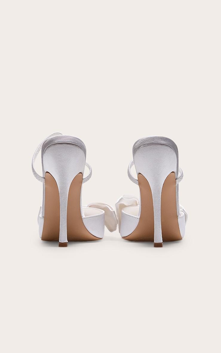 White Satin Point Toe Bow Detail Sling Back Heeled Courts Product Image