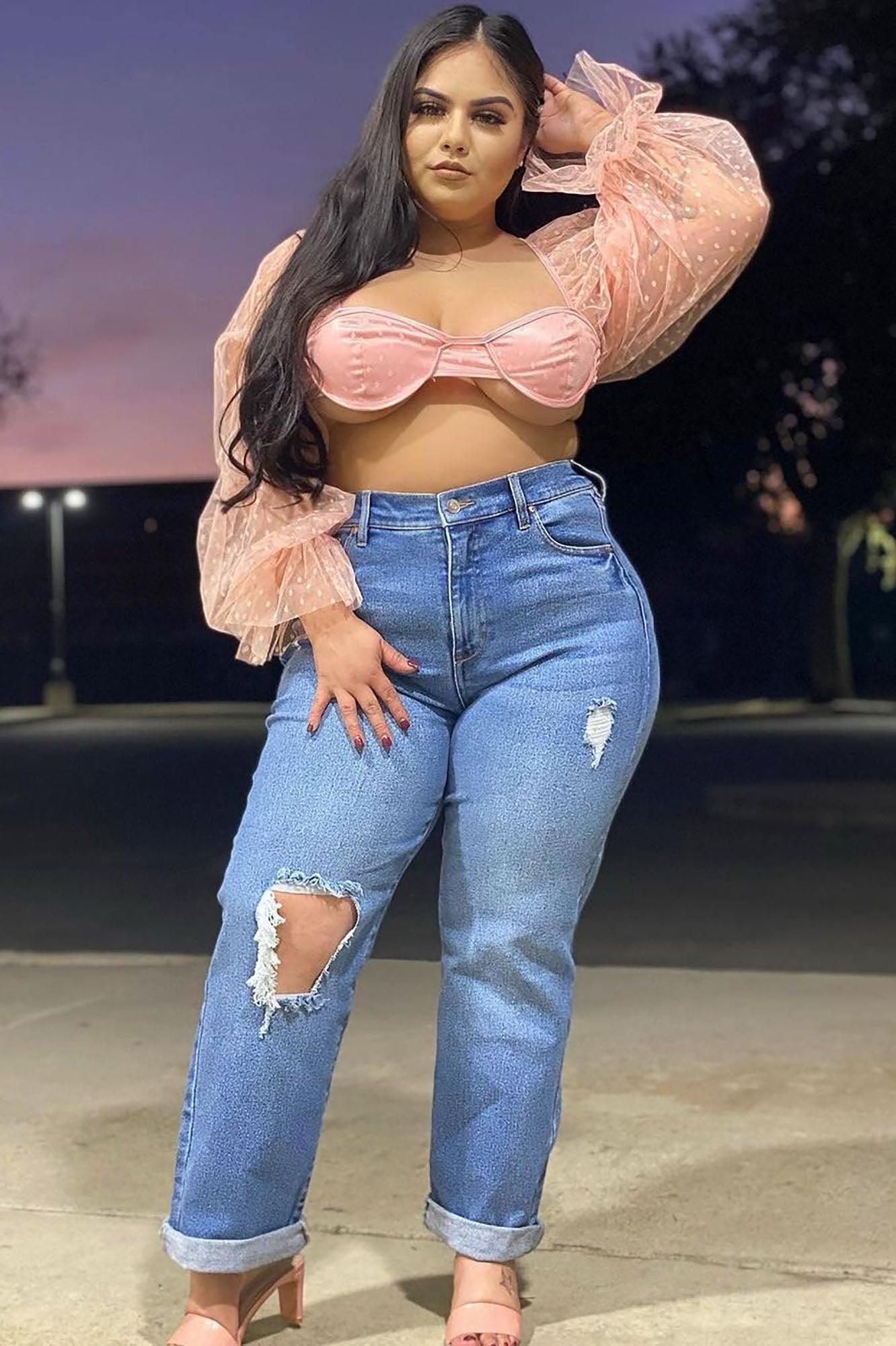 Need A New High Rise Mom Jeans - Medium Blue Wash Product Image