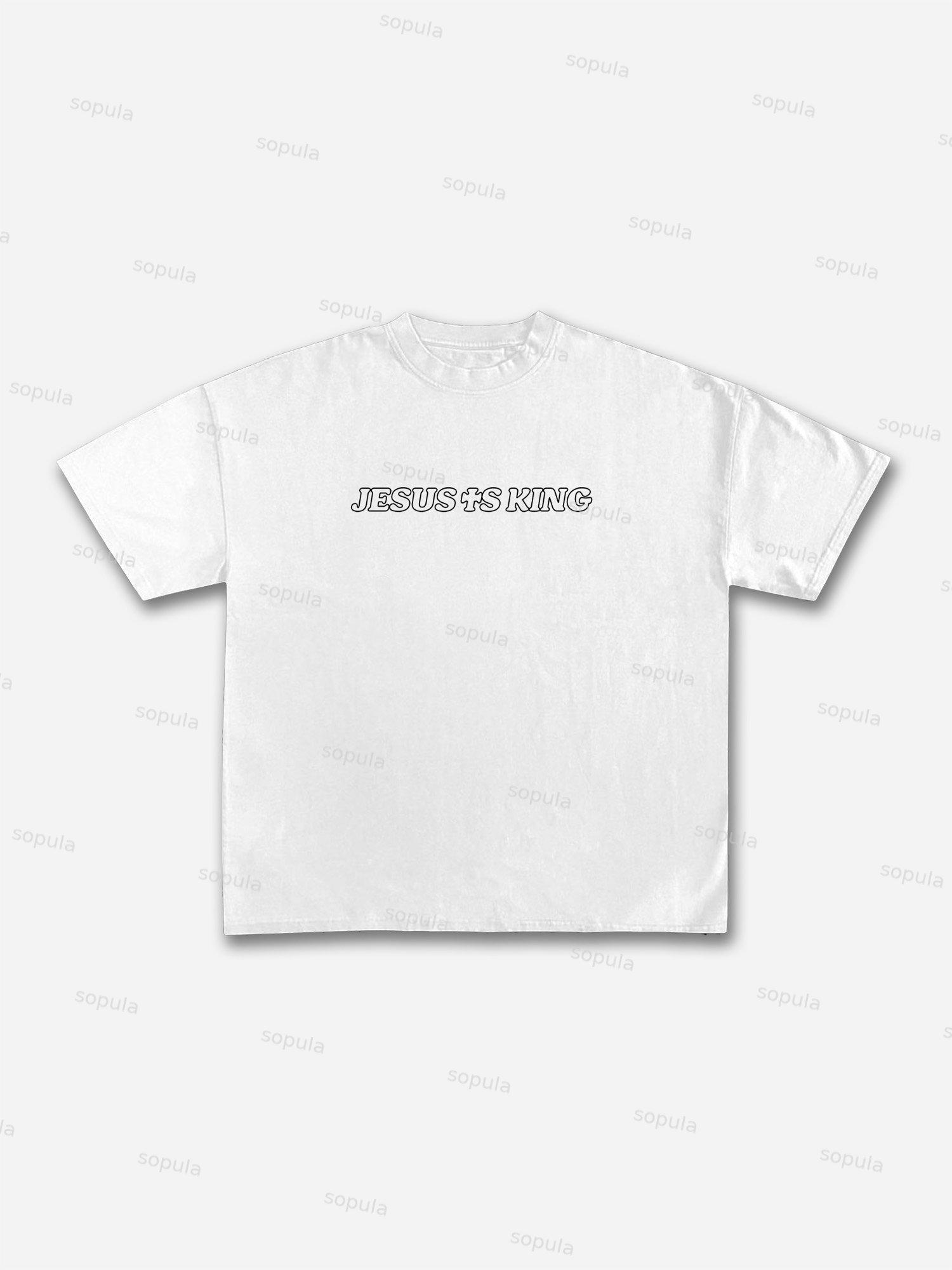 Jesus Is King Bible Jesus Graphic Cotton T-shirt Product Image