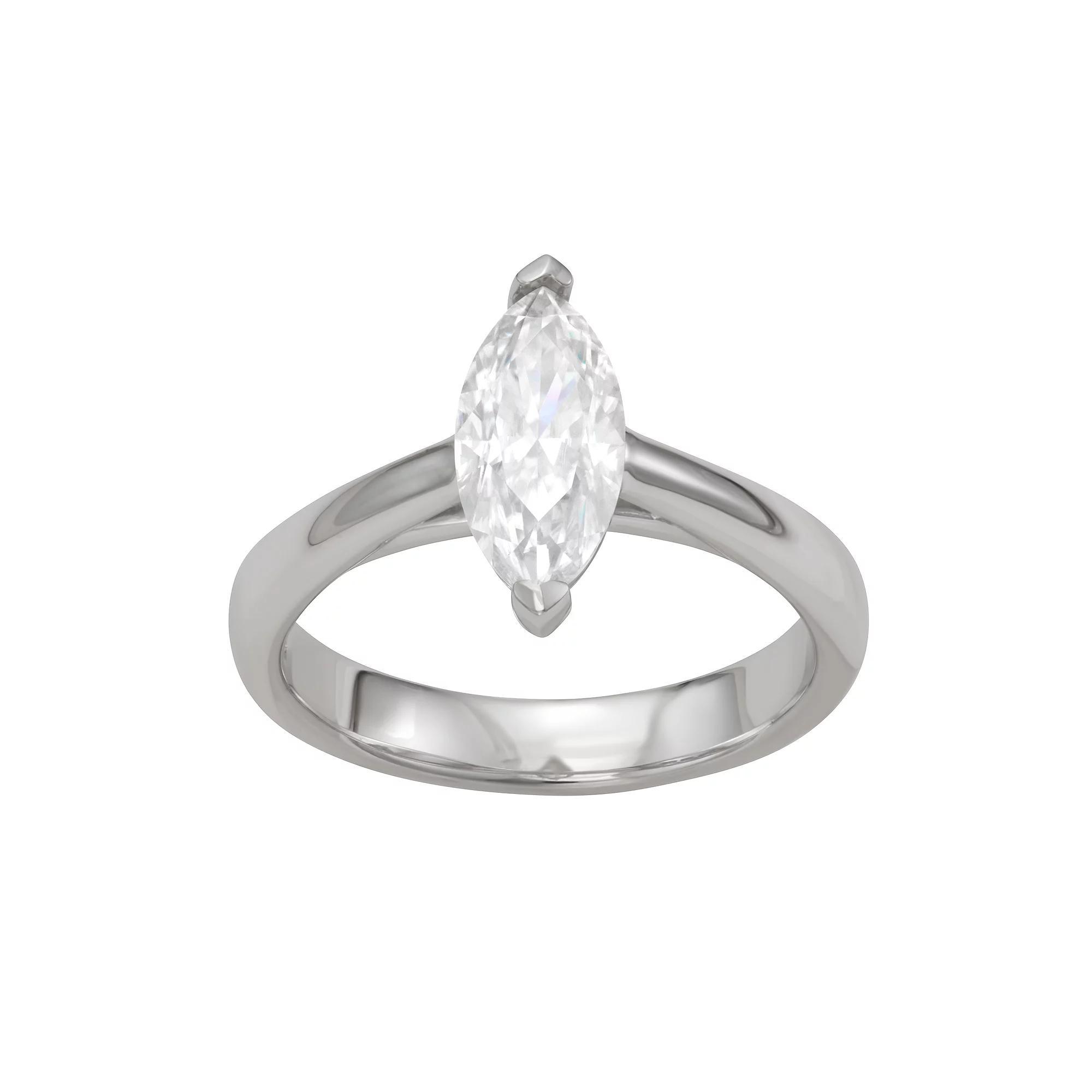 Moissanite Outlet Sterling Silver 1 3/8 Carat T.W. Marquise Cathedral Solitaire Ring, Women's, Size: 7 Product Image