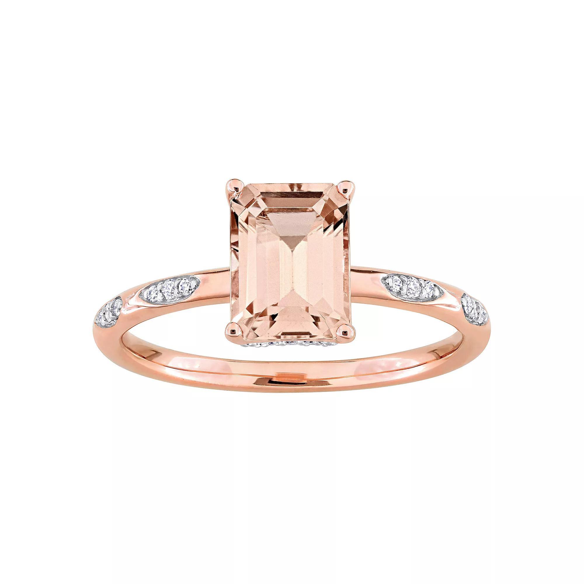 Stella Grace 14k Rose Gold Morganite & 1/10 Carat T.W. Diamond Engagement Ring, Womens Product Image