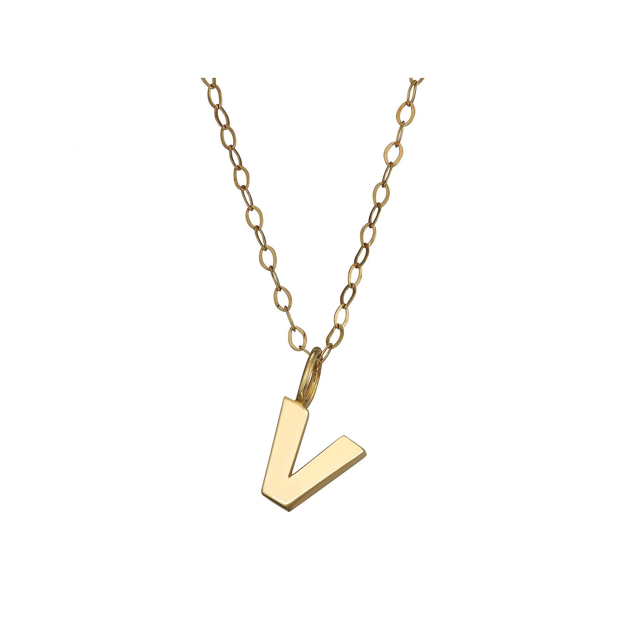 10K Gold Initial Pendant on 14K Gold Filled Chain, Womens Product Image