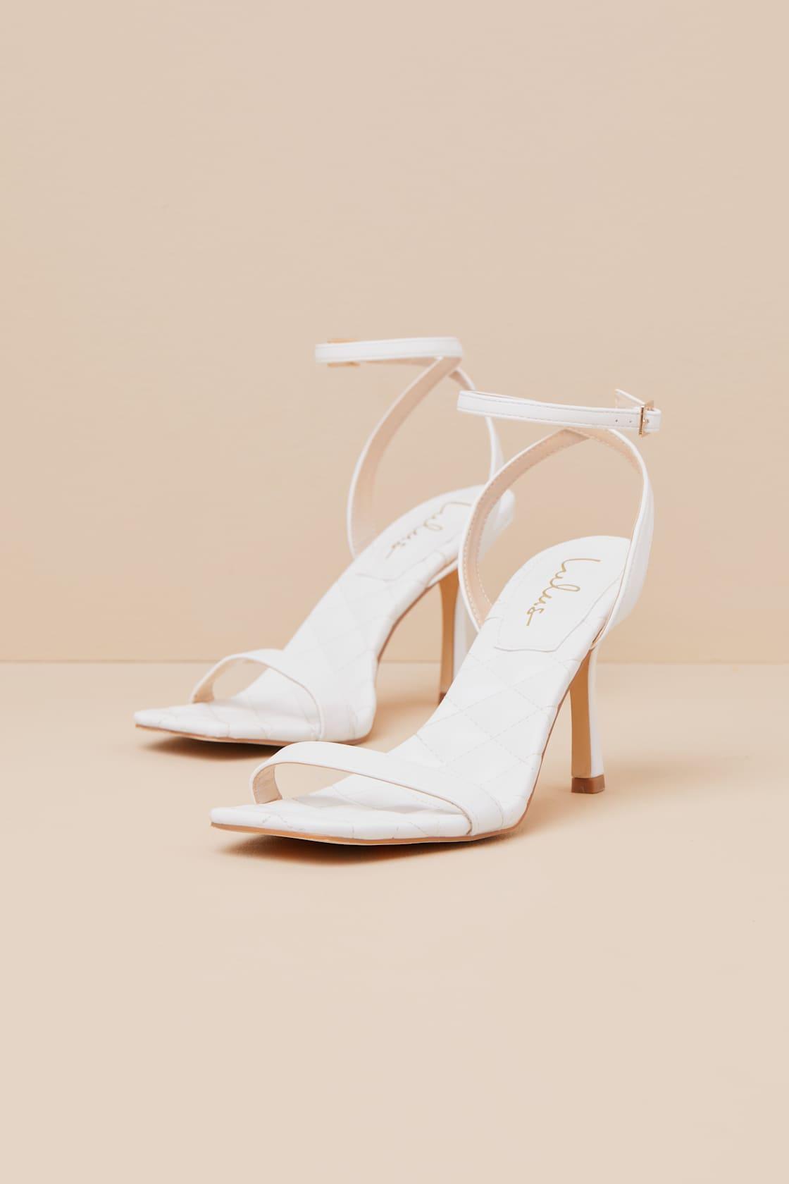 Bastina White High Heel Ankle Strap Sandals Product Image