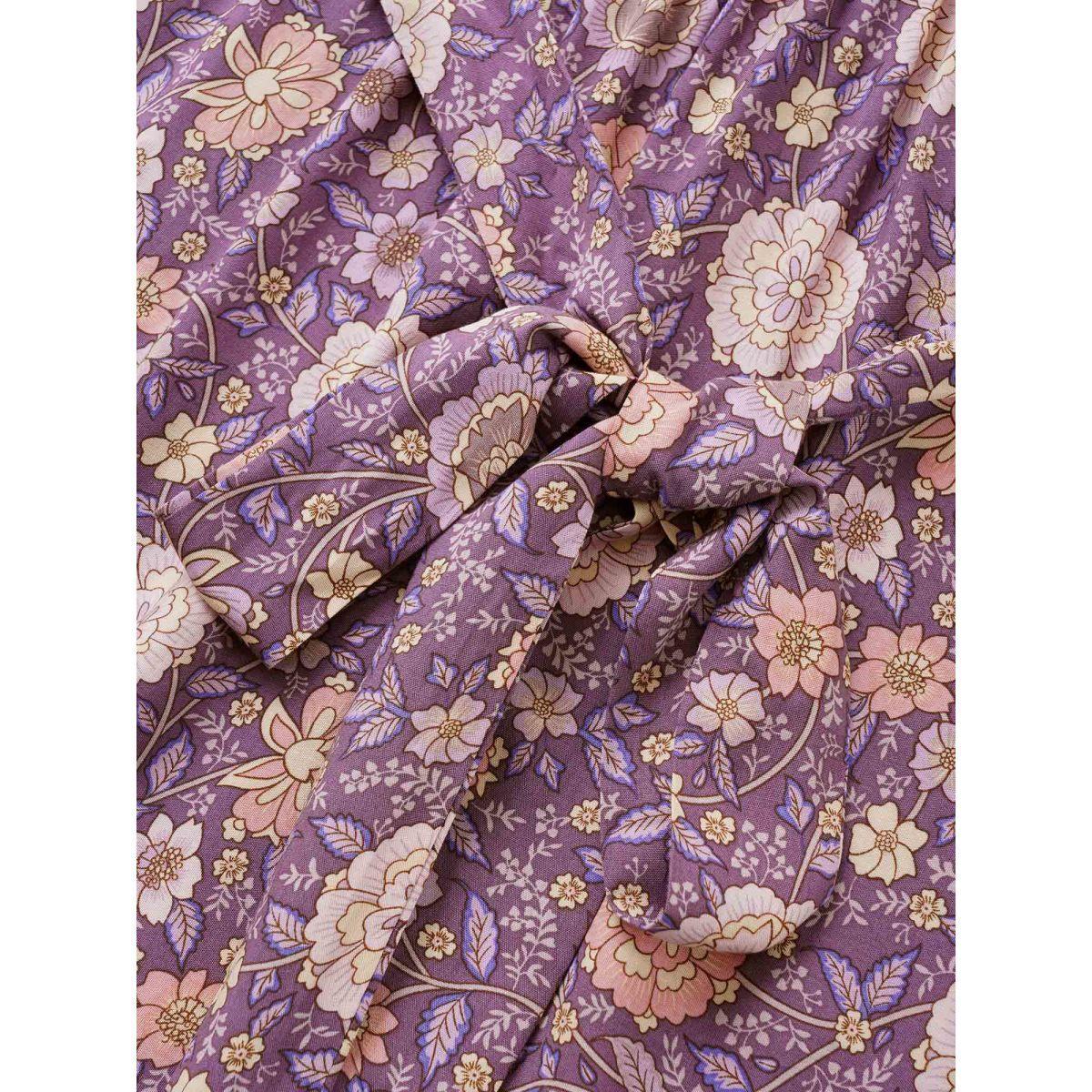 Plus Size Boho Print Belted Notched Lantern Sleeve Dress Mauve Women Resort Non Notched collar Long Sleeve Curvy Midi Dress BloomChic 14-16/1X Product Image