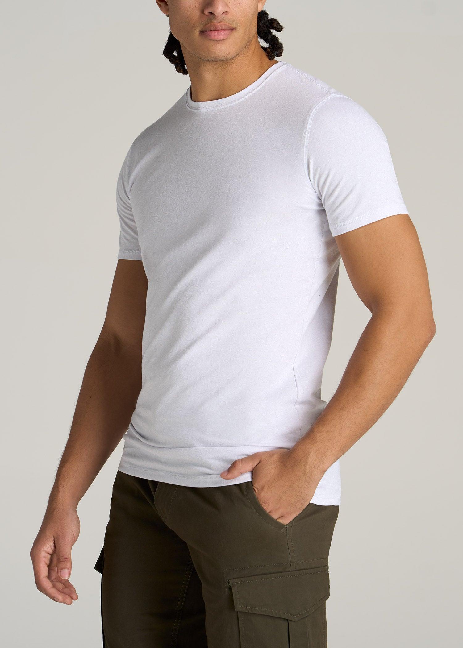 The Essential SLIM-FIT Crewneck Tee for Tall Men in White Product Image
