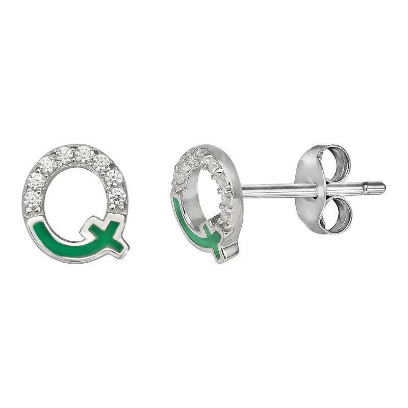 PRIMROSE Sterling Silver Cubic Zirconia Initial Stud Earrings, Women's, Orange K Product Image