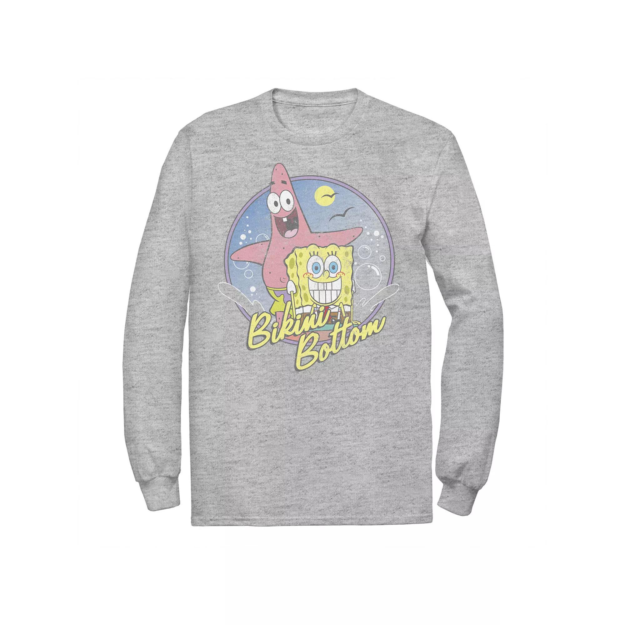 Men's SpongeBob SquarePants And Patrick Bikini Bottom Portrait Tee, Size: Small, Athletic Grey Product Image