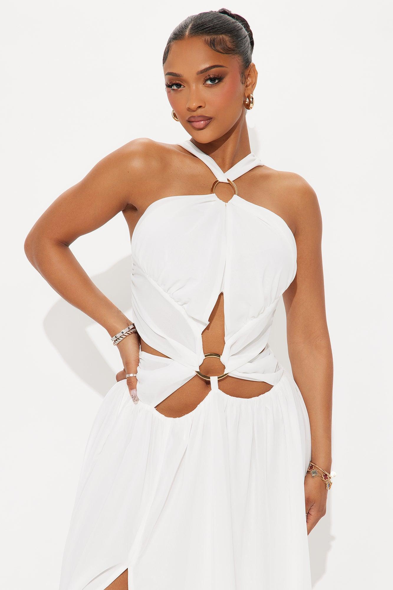 Get Even Cut Out Chiffon Maxi Dress - White Product Image