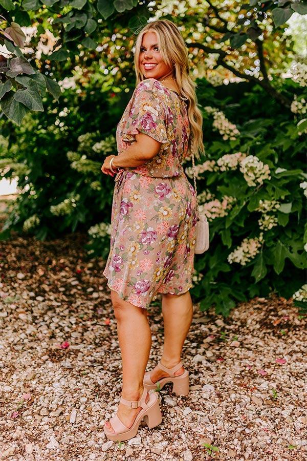 Sweet Like Honey Floral Mini Dress In Taupe Curves Product Image