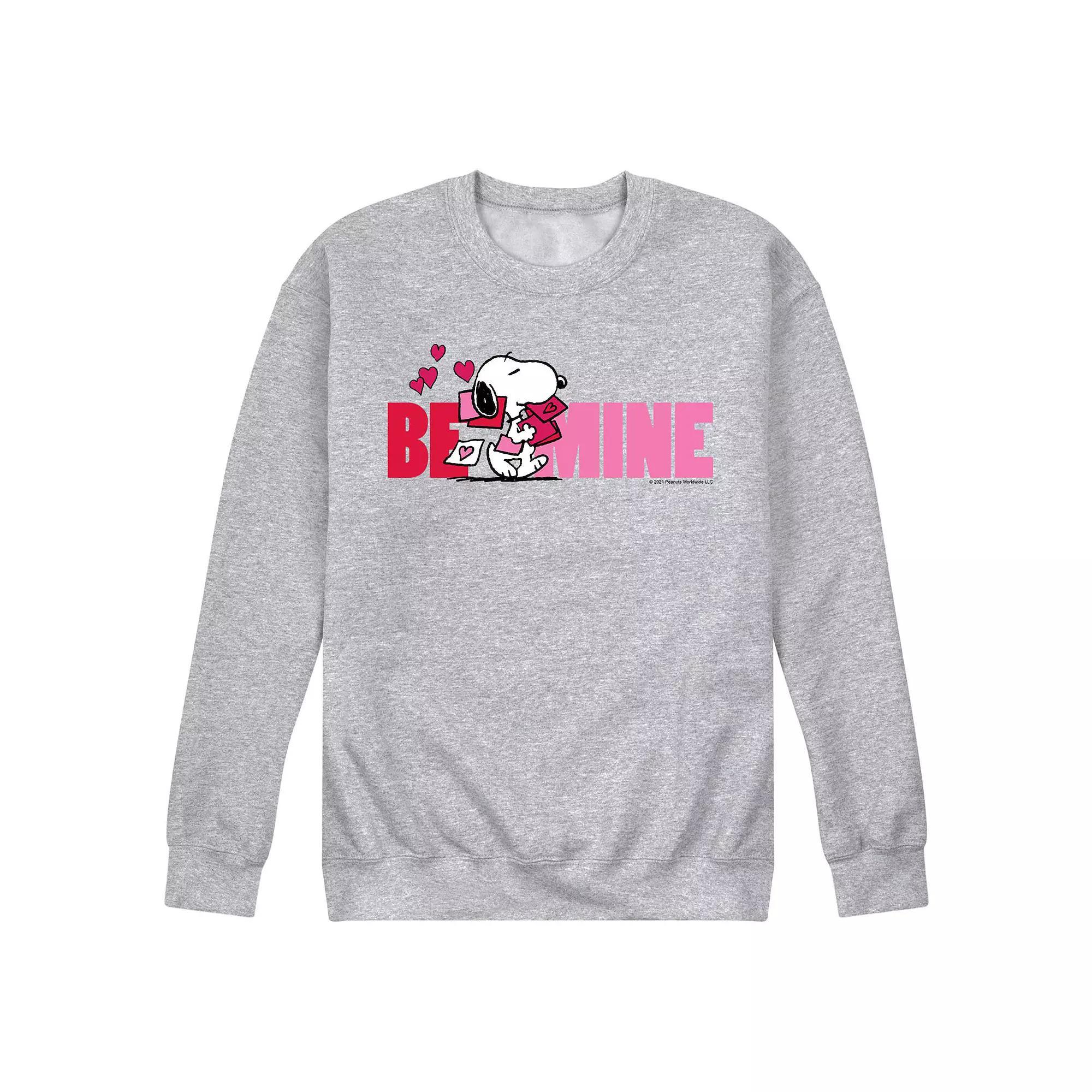 Mens Peanuts Be Mine Fleece Sweatshirt Blue Product Image
