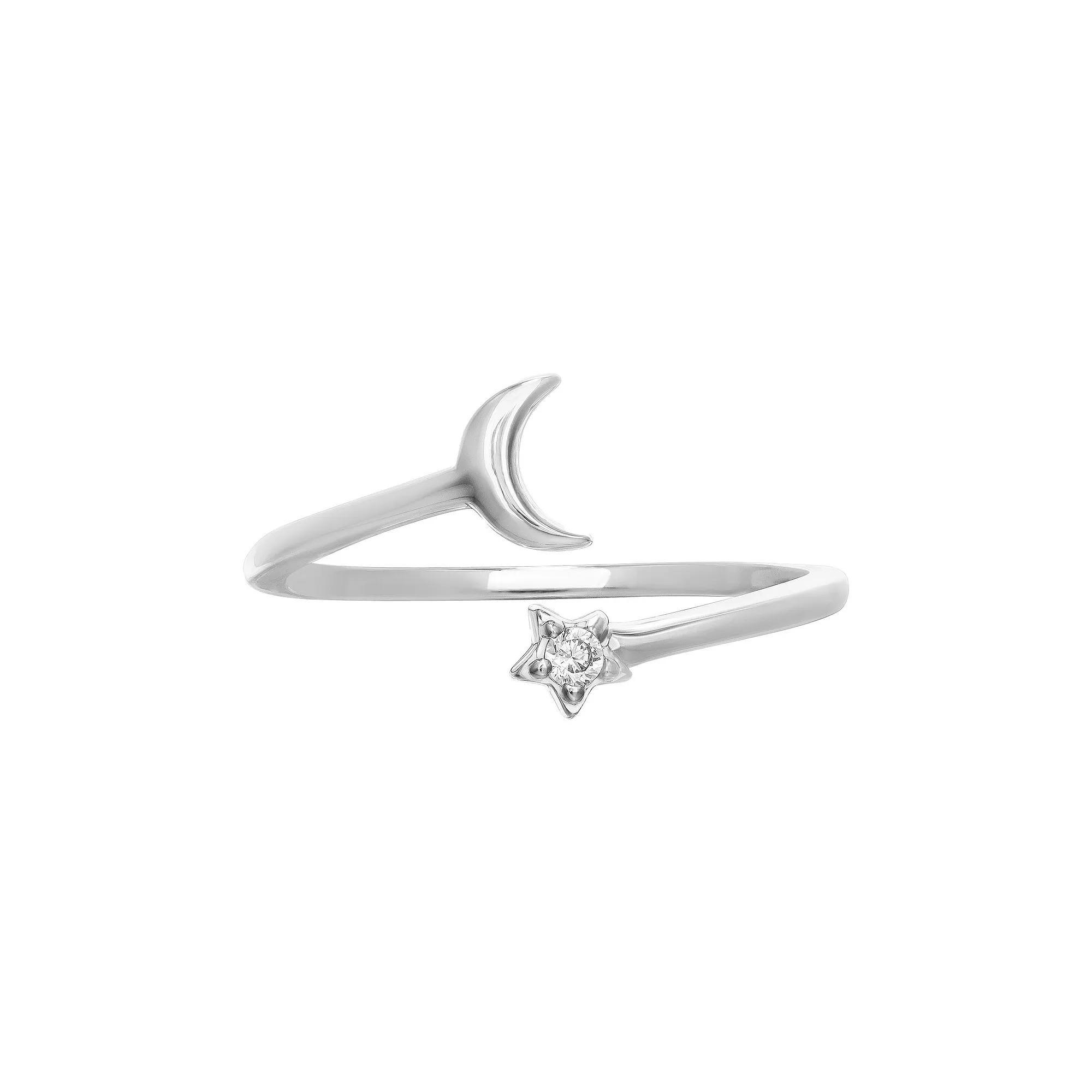 PRIMROSE Sterling Silver Moon & Cubic Zirconia Star Ring, Women's, Size: 7 Product Image