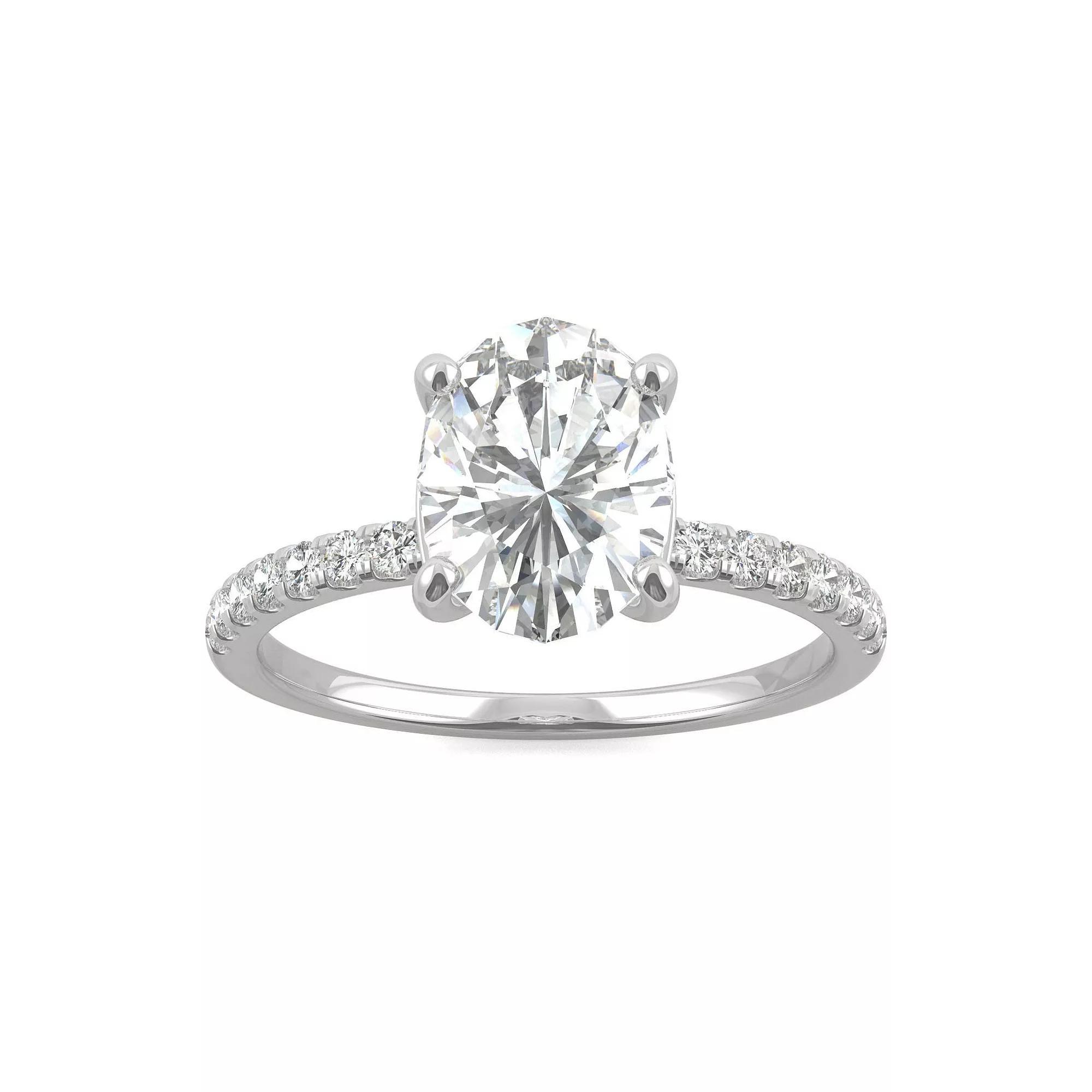 Charles & Colvard 14k White Gold 2 1/3 Carat T.W. Lab-Created Moissanite Oval Basket Solitaire Ring, Women's, Size: 9 Product Image