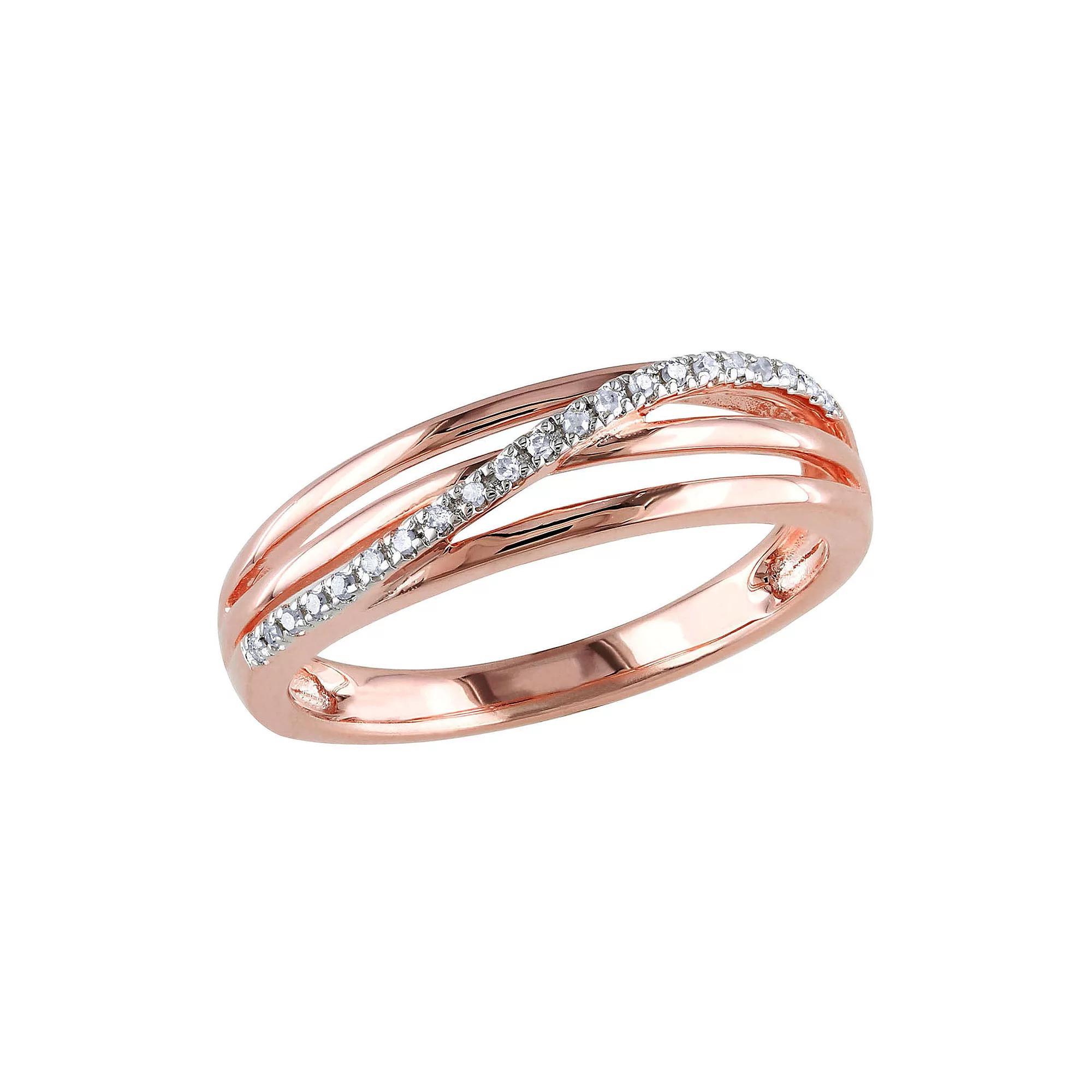 Stella Grace 18k Rose Gold Over Silver Diamond Accent Crisscross Ring, Womens White Product Image