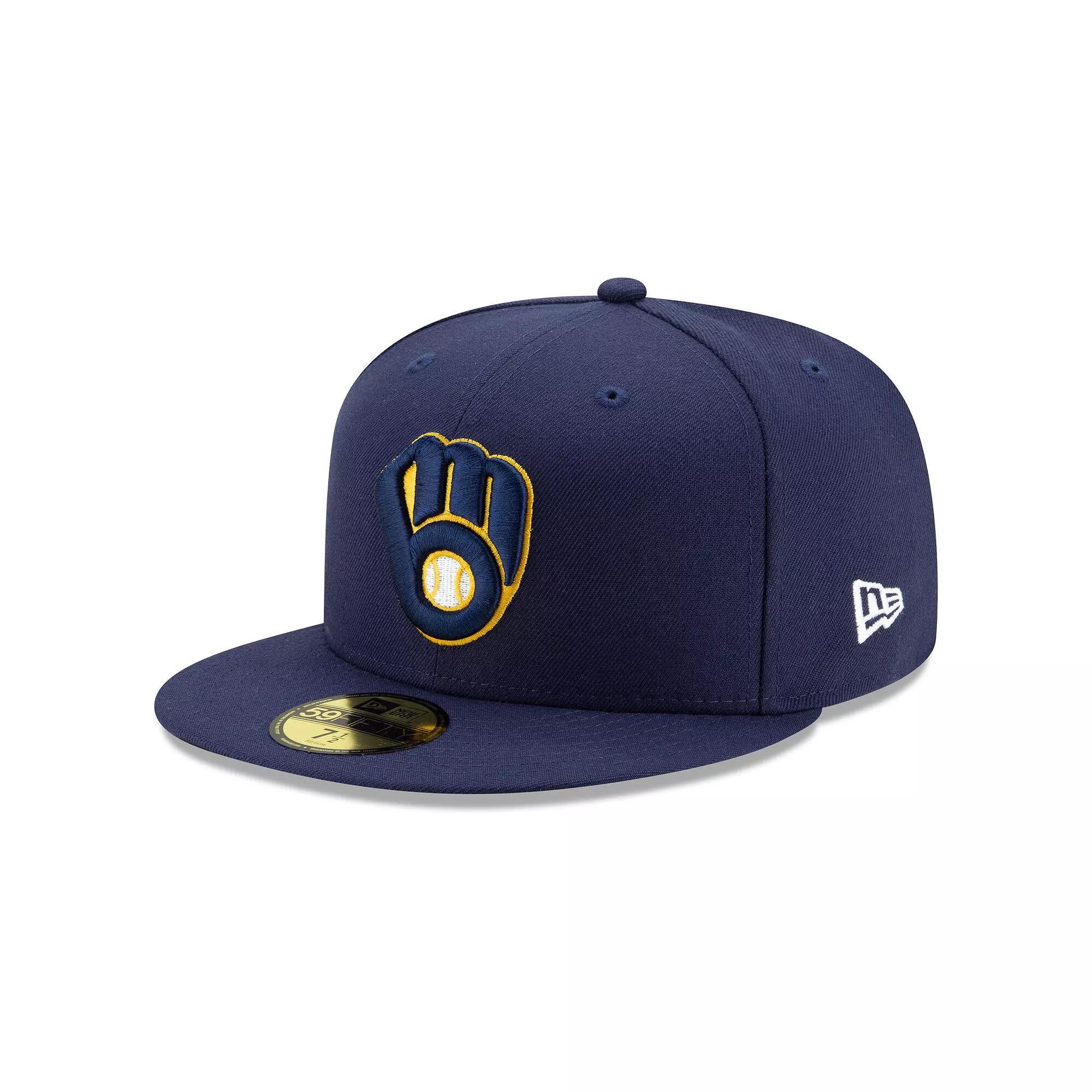 Men's New Era Navy Milwaukee Brewers Home Authentic Collection On-Field 59FIFTY Fitted Hat, Size: 8, Blue Product Image