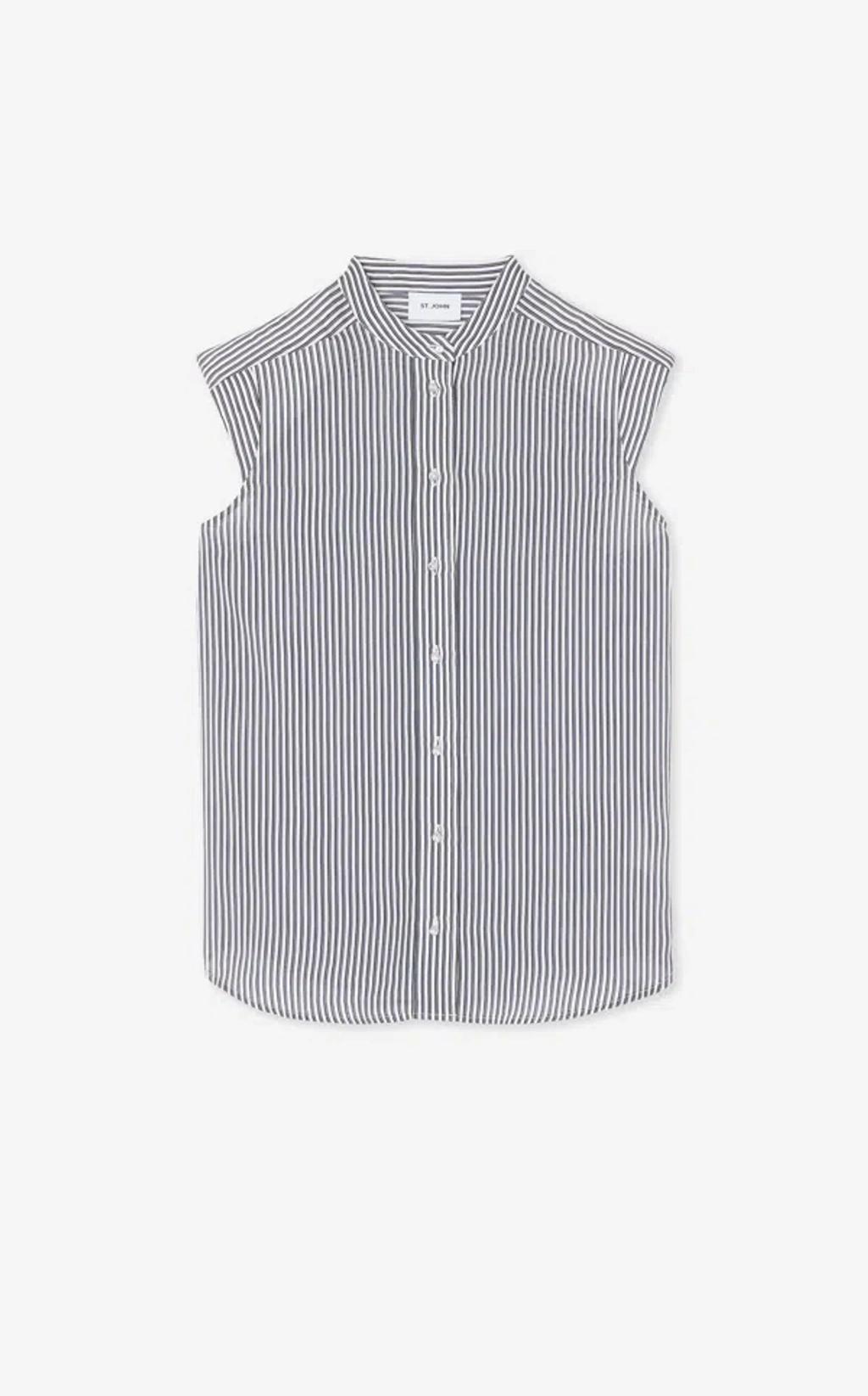ST JOHN Striped Cap Sleeve Top In Blpt Product Image
