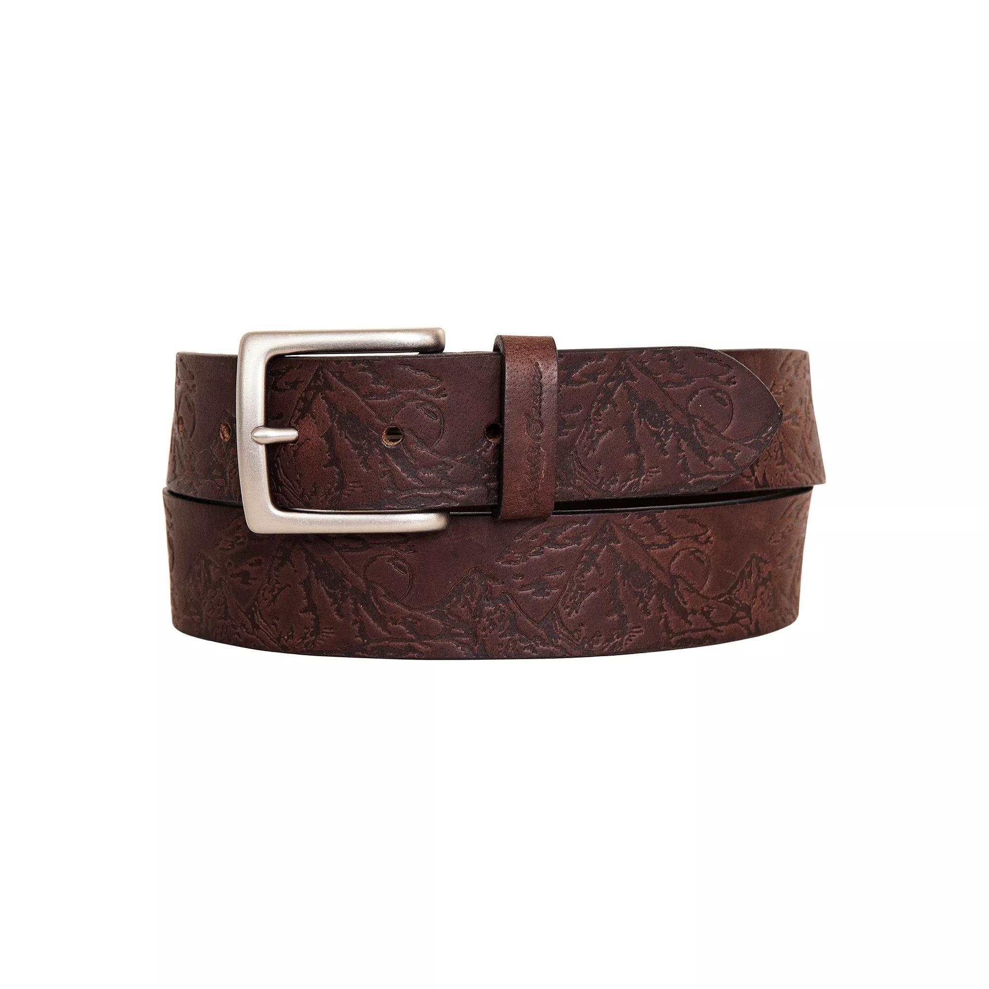 Men's Eddie Bauer 1.45-in. Debossed Live Your Adventure Belt, Size: XL, Brown Product Image