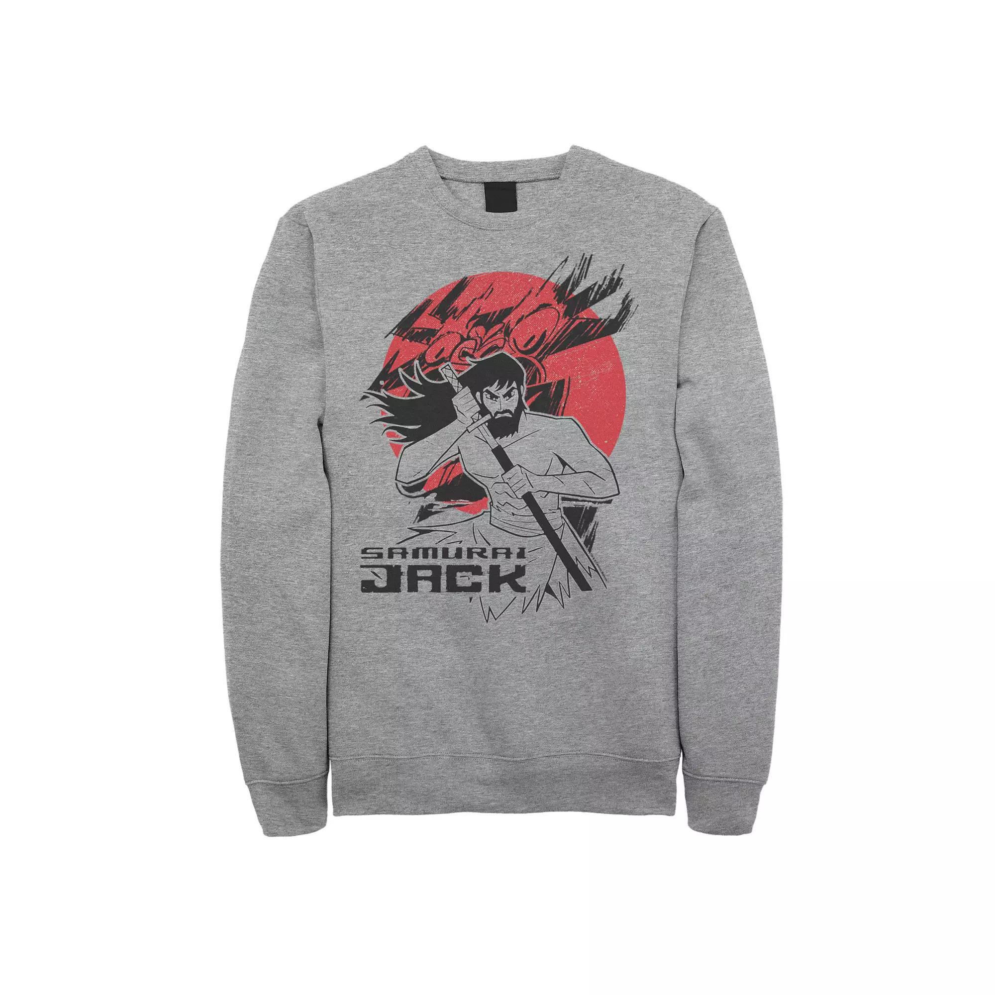 Men's Cartoon Network Samurai Jack Fleece Crewneck Sweatshirt, Size: 3XL, Athletic Grey Product Image