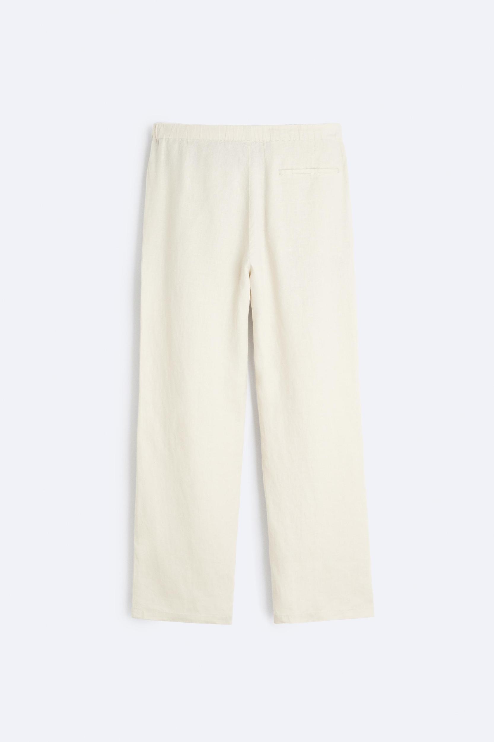 100% LINEN JOGGER WAIST PANTS Product Image