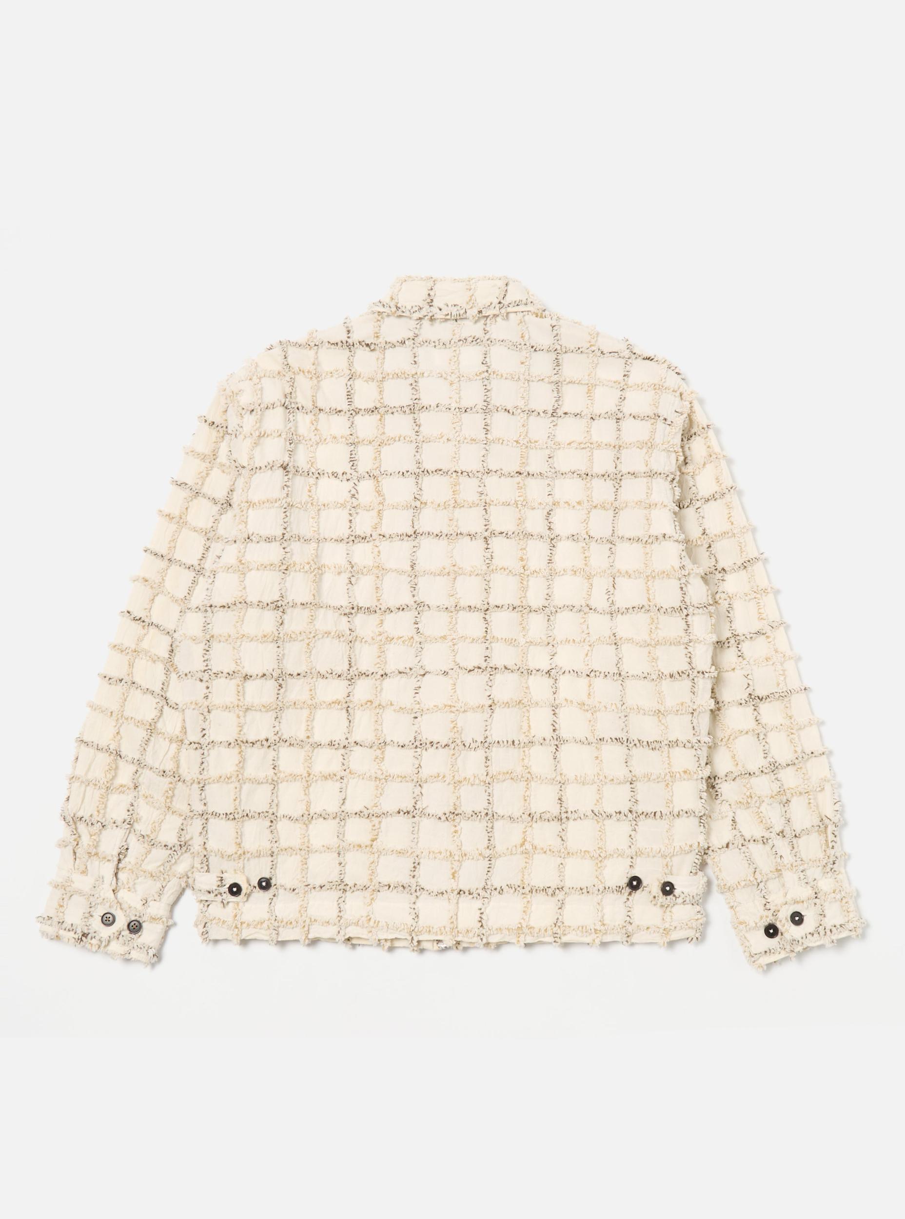 Universal Works Windcheater Jacket in Ecru 3D Check Product Image