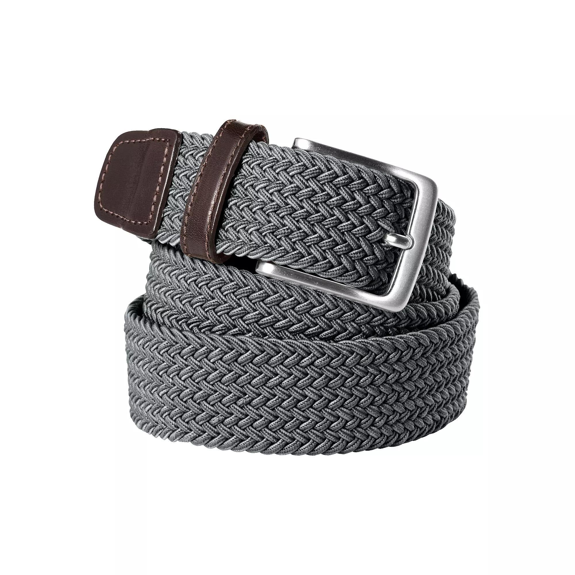 Men's Lands' End Elastic Braid Leather Trim Belt, Size: XXL, Green Clay Stripe Product Image