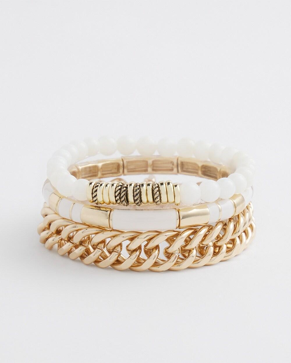 White Colorblock Stretch Bracelet Product Image