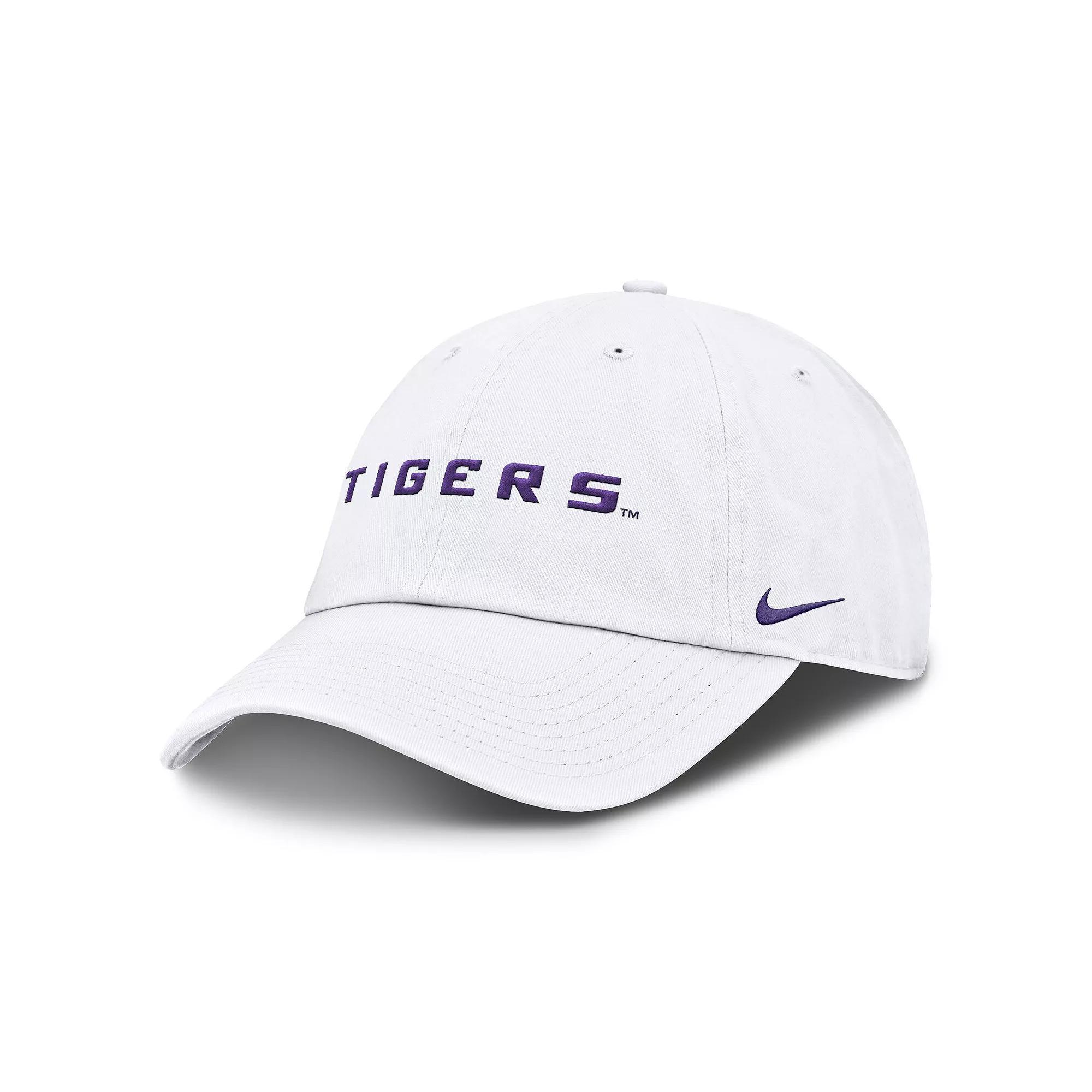 Men's Nike White LSU Tigers Core Club Mascot Wordmark Adjustable Hat Product Image