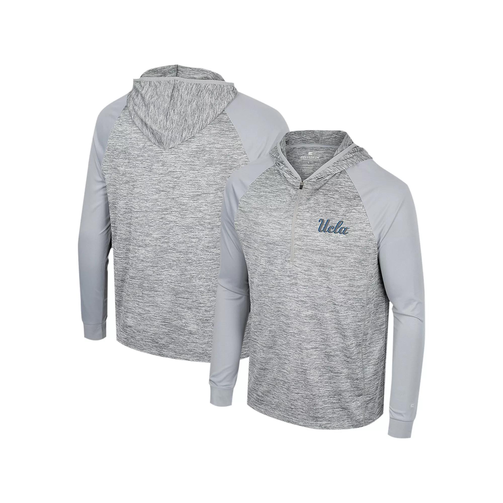Men's Colosseum Gray UCLA Bruins Cybernetic Raglan Quarter-Zip Hooded Top, Size: 3XL, Grey Product Image