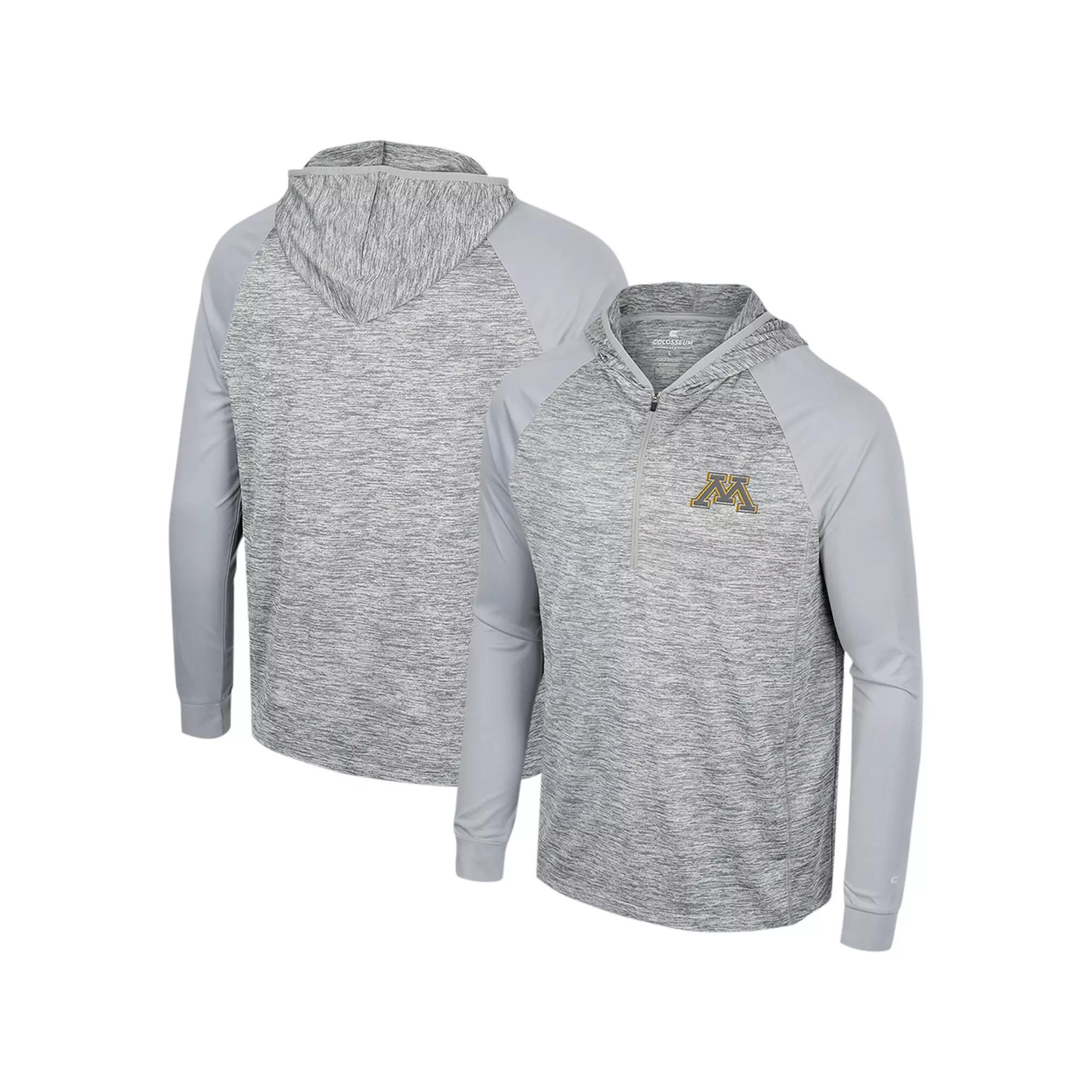 Men's Colosseum Gray Boston College Eagles Cybernetic Raglan Quarter-Zip Hooded Top, Size: XL, Grey Product Image
